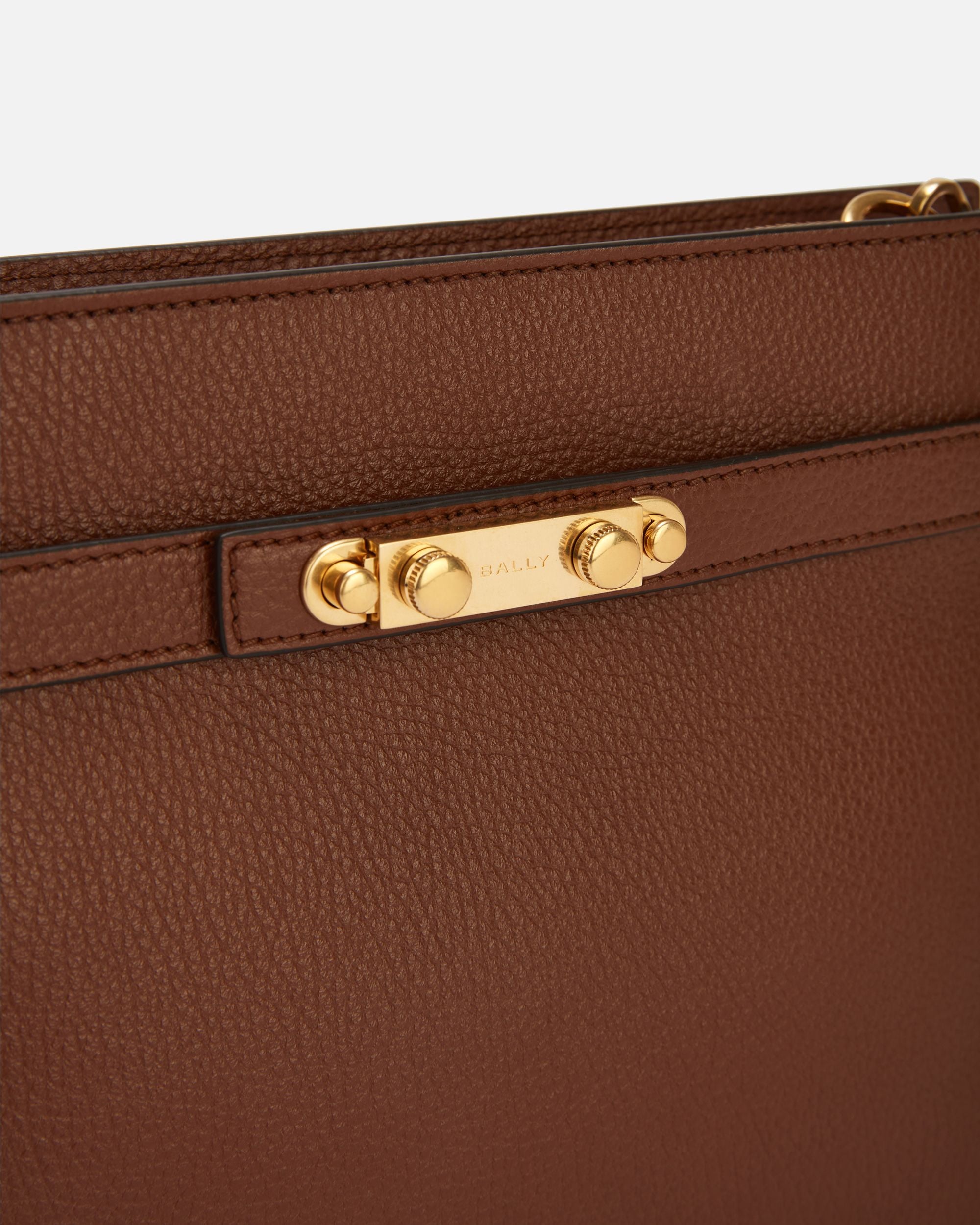 Sac D’épaule Carriage En Cuir Grainé Marron - Femme - Bally - 05