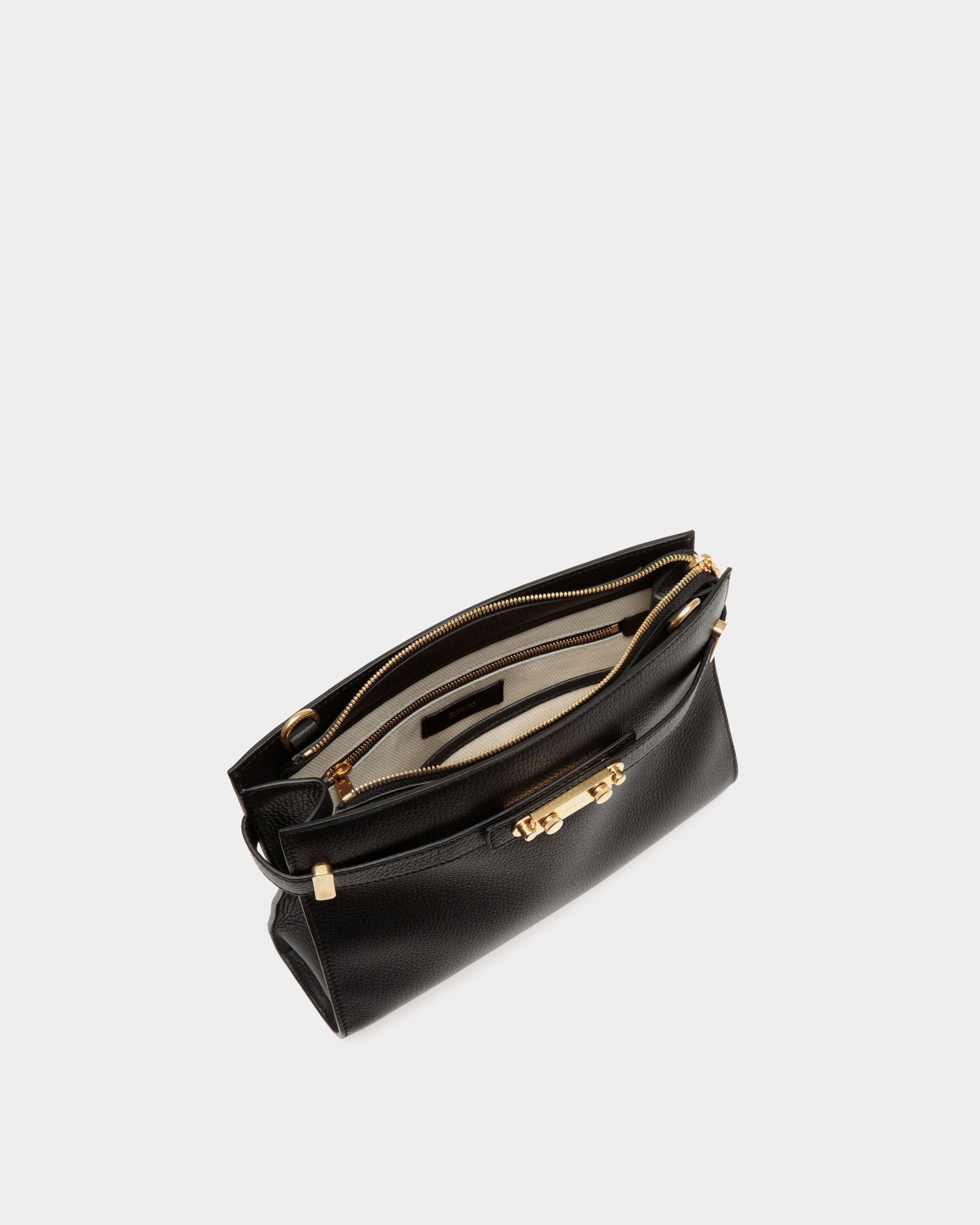 Sac D’épaule Carriage En Cuir Grainé Noir - Femme - Bally - 05