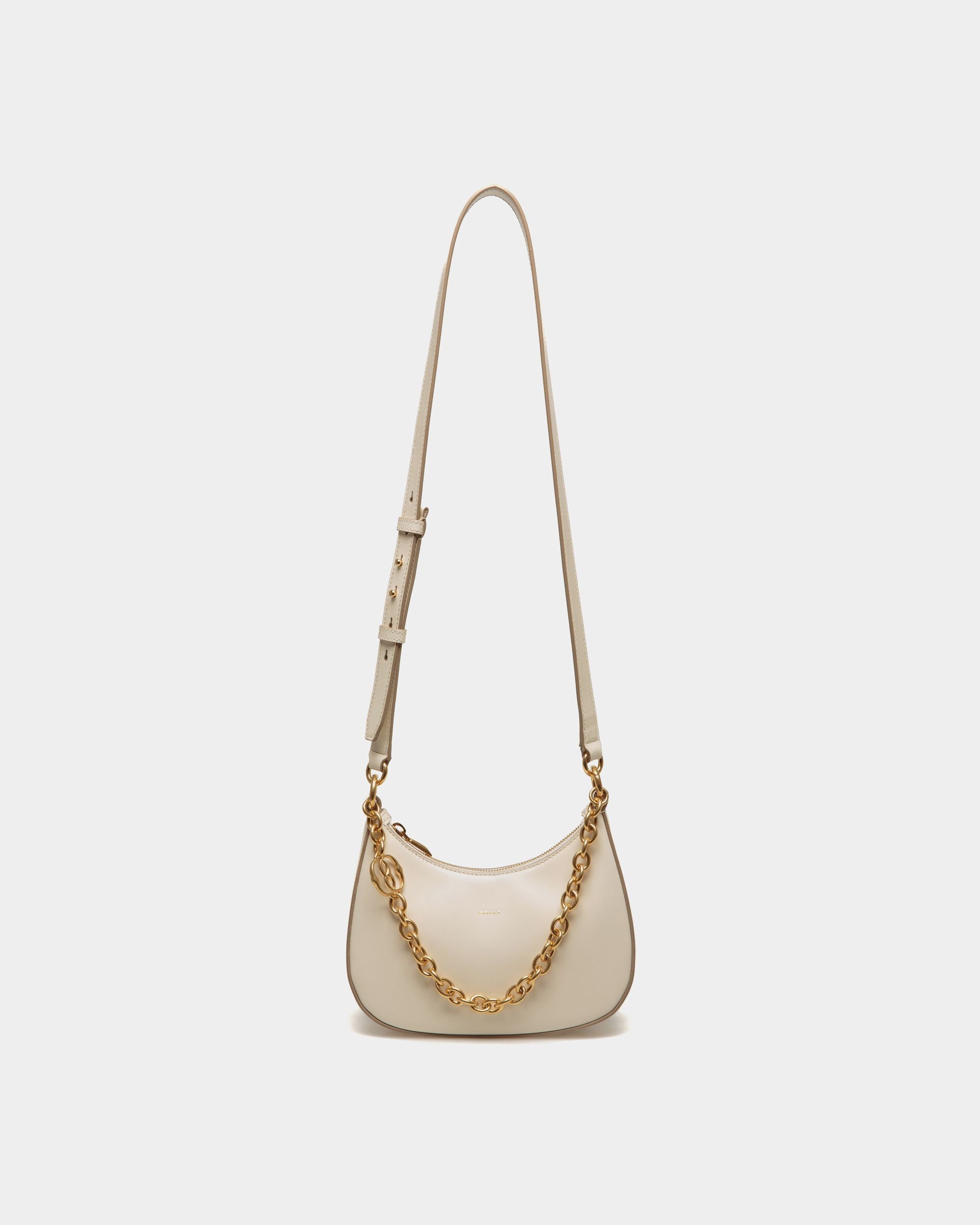 Mini Sac À Bandoulière Emblem En Cuir Brossé Blanc - Femme - Bally - 01