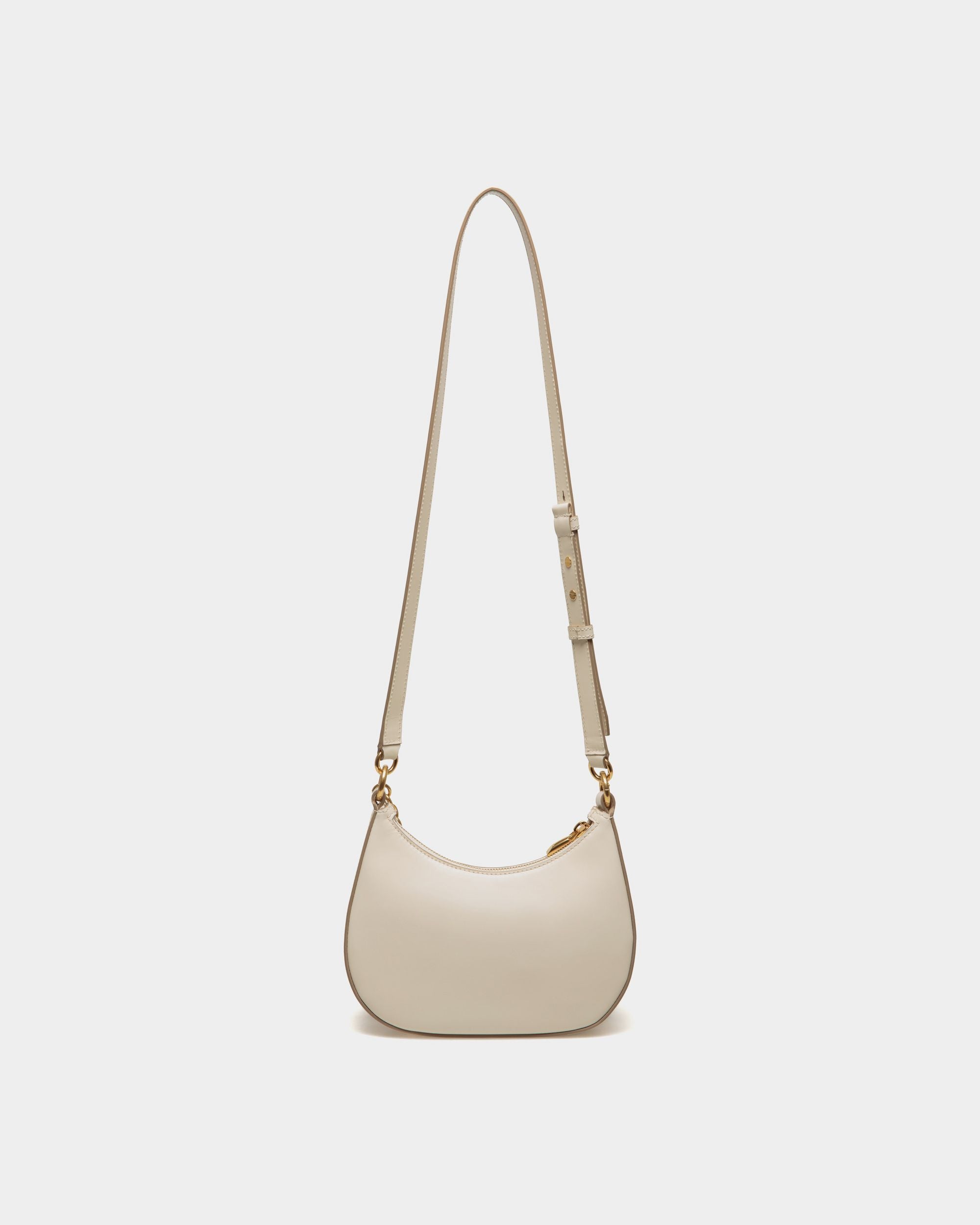 Mini Sac À Bandoulière Emblem En Cuir Brossé Blanc - Femme - Bally - 03