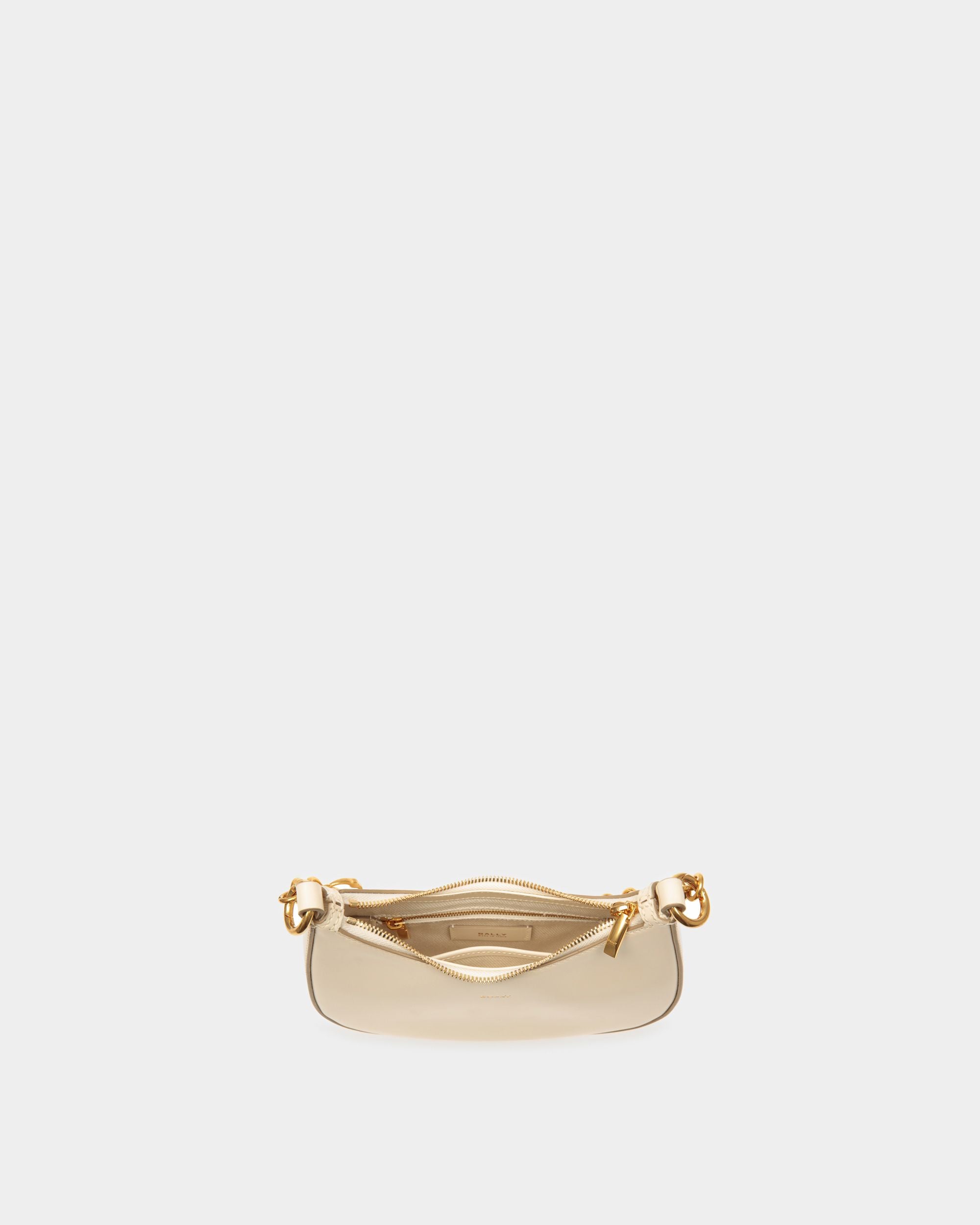 Mini Sac À Bandoulière Emblem En Cuir Brossé Blanc - Femme - Bally - 05