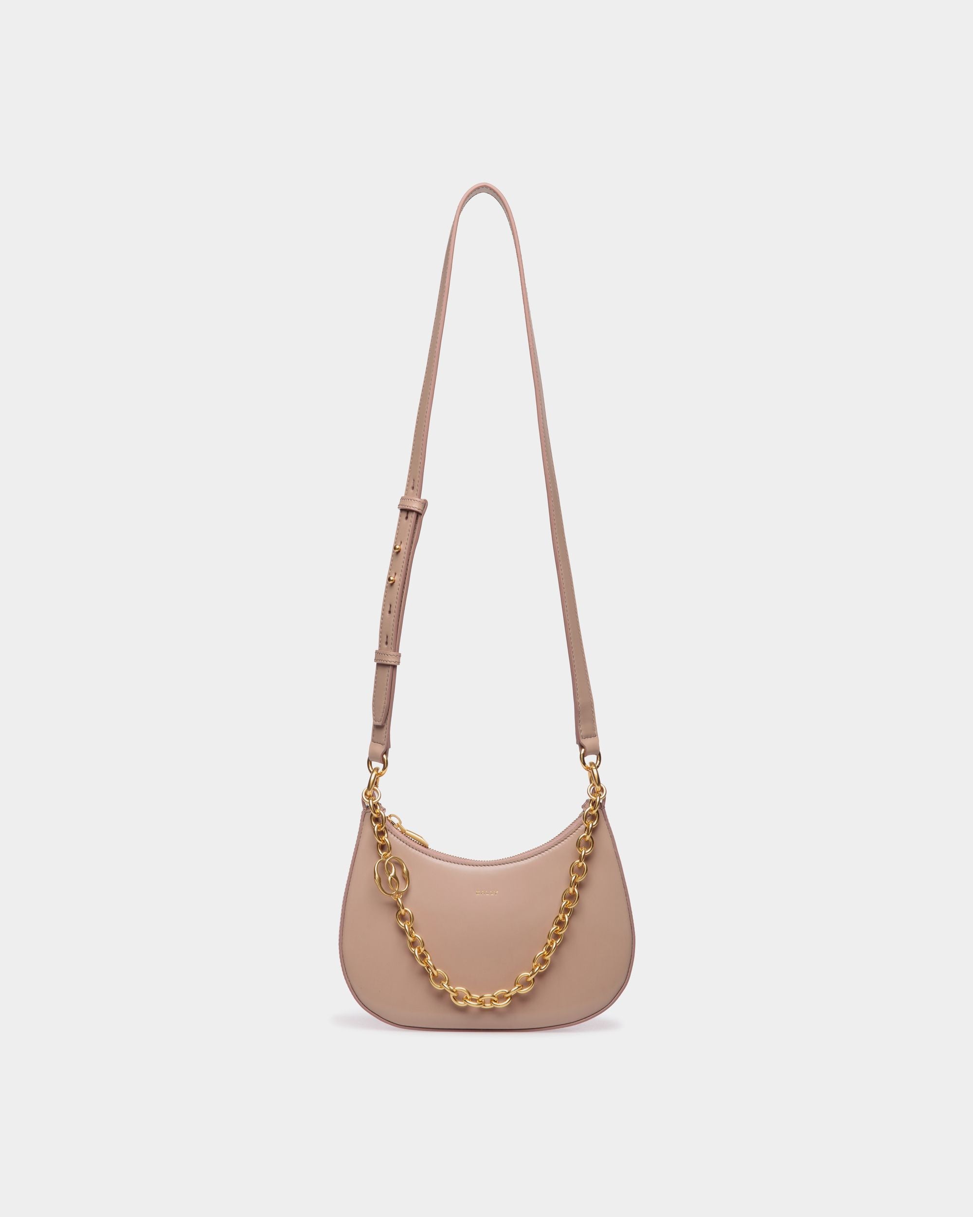 Mini Sac À Bandoulière Emblem En Cuir Brossé Light Beige - Femme - Bally - 01