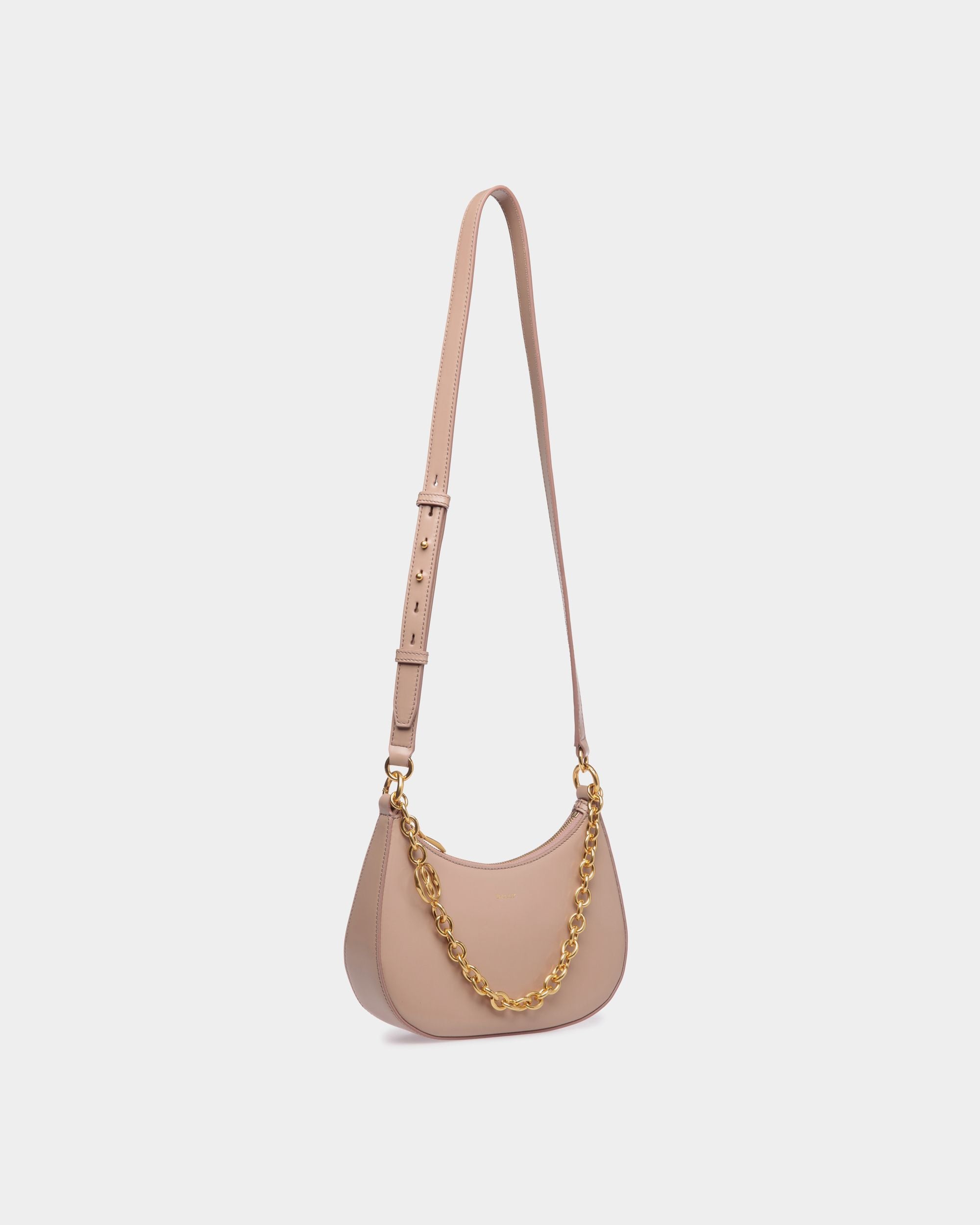 Mini Sac À Bandoulière Emblem En Cuir Brossé Light Beige - Femme - Bally - 03