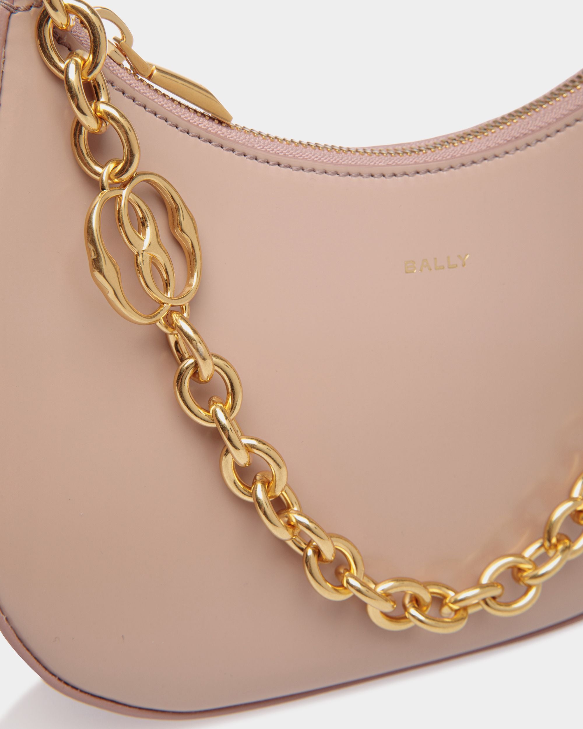 Mini Sac À Bandoulière Emblem En Cuir Brossé Light Beige - Femme - Bally - 04