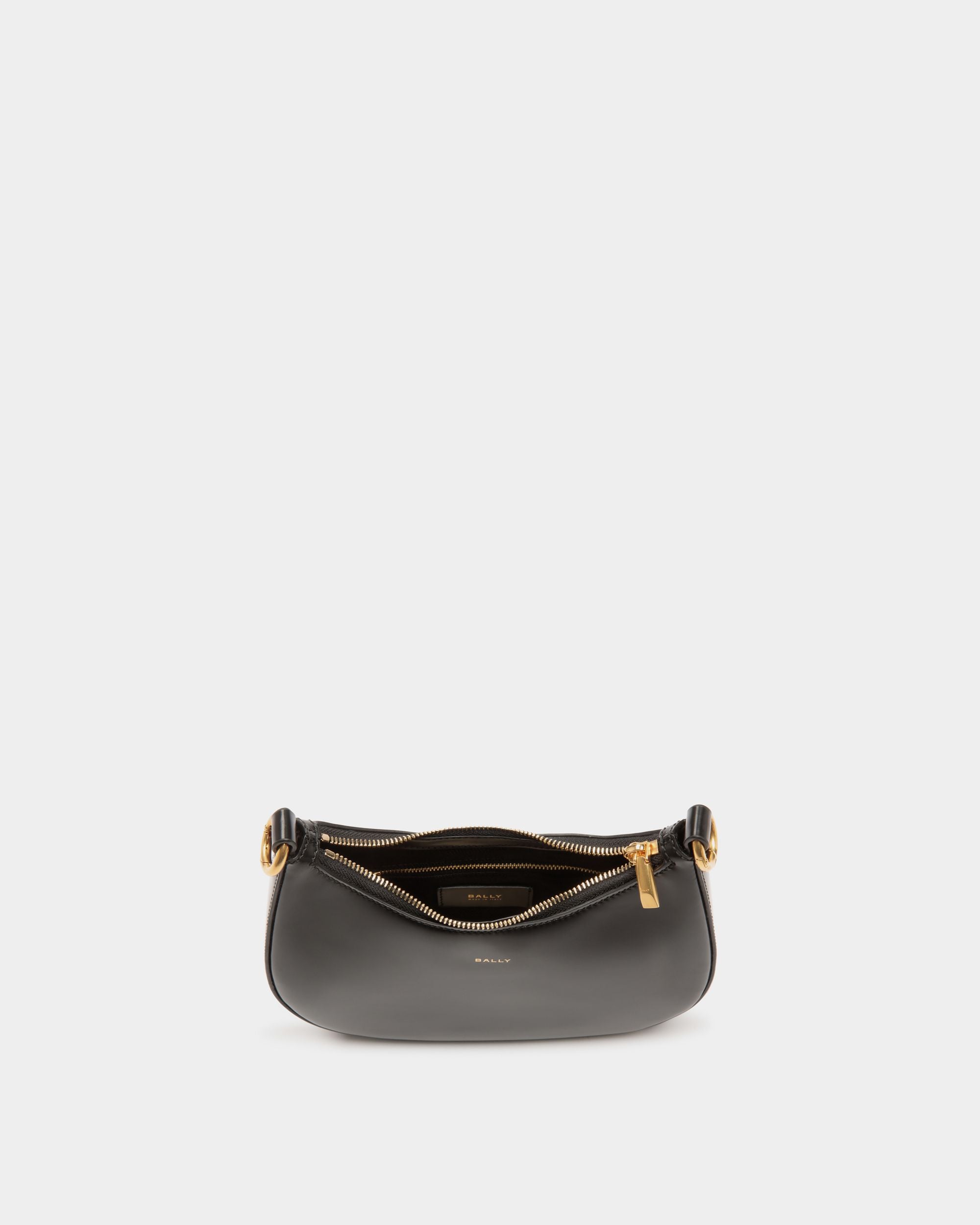 Mini Sac À Bandoulière Emblem En Cuir Brossé Noir - Femme - Bally - 05