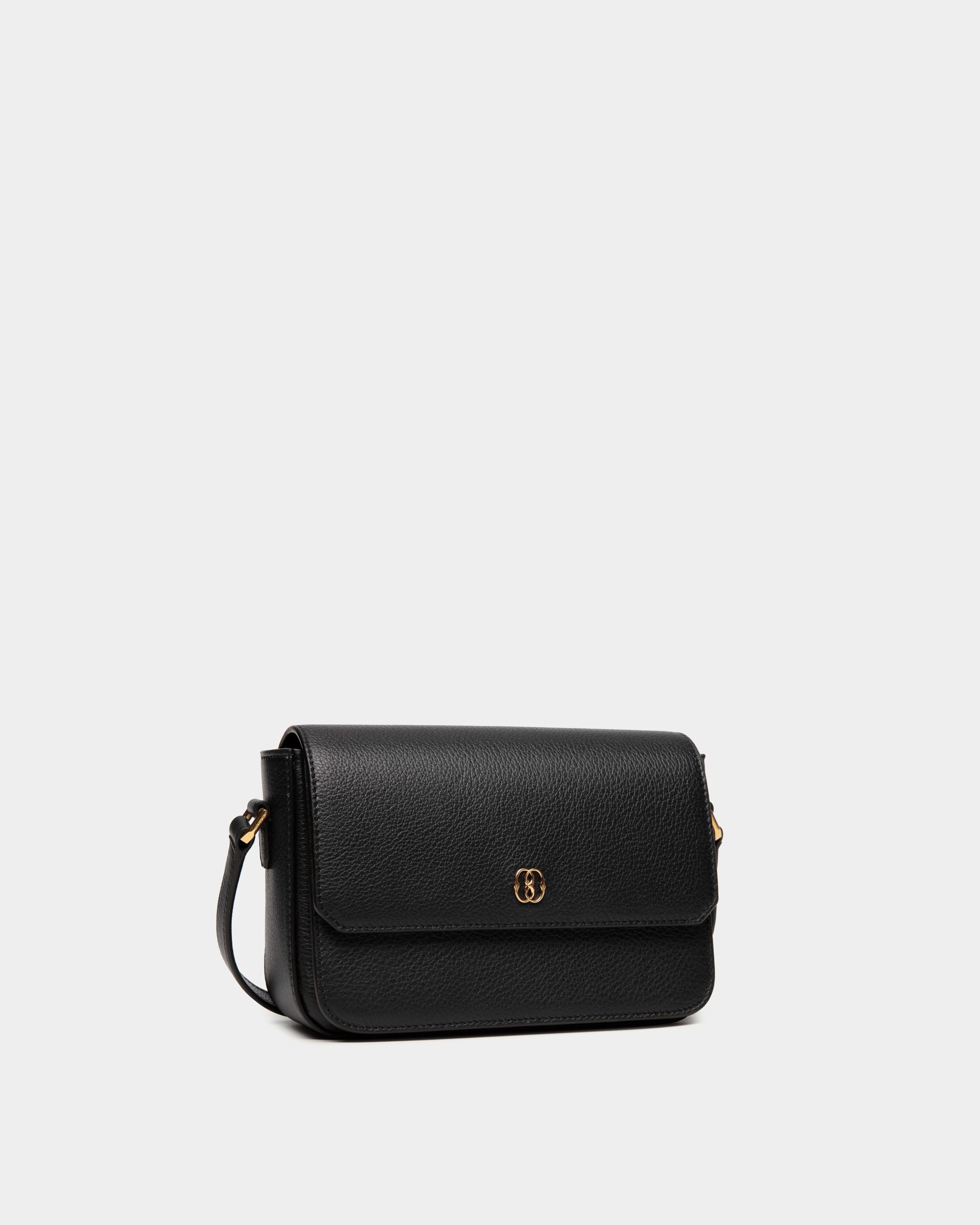 Petit Sac À Bandoulière Emblem En Cuir Grainé Noir - Femme - Bally - 04