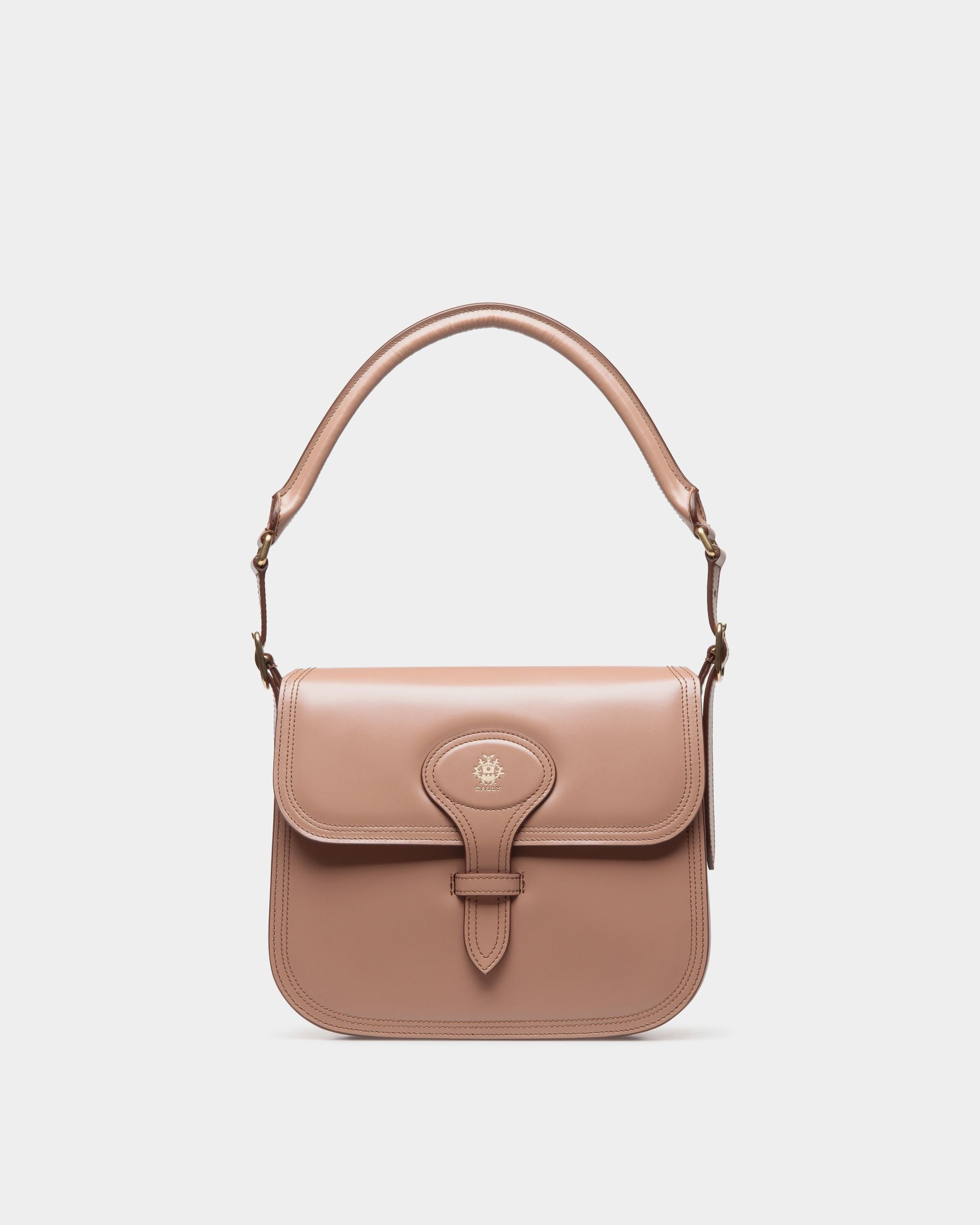 Sac À Bandoulière Beckett En Cuir Brossé Praline Beige - Femme - Bally - 01