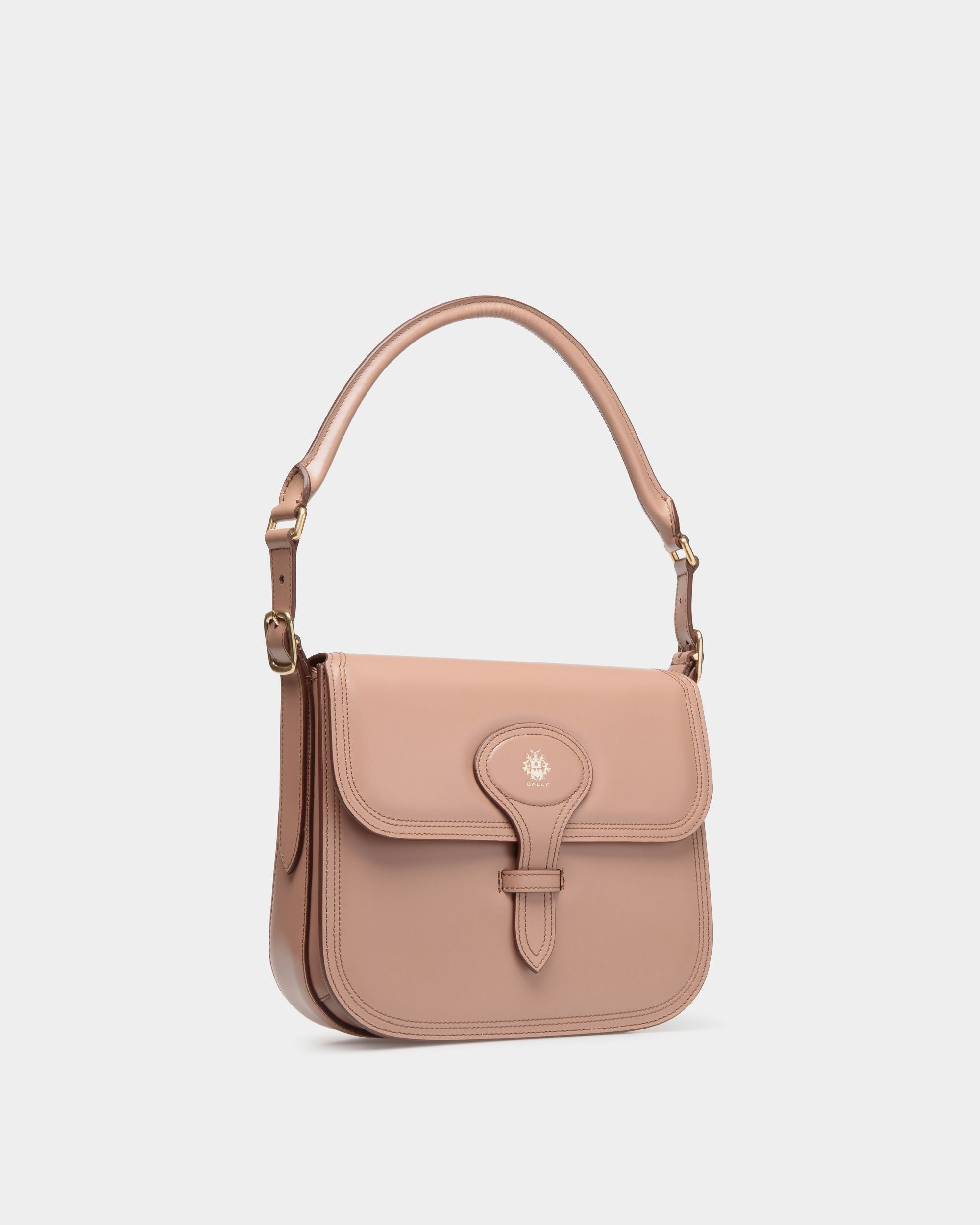 Sac À Bandoulière Beckett En Cuir Brossé Praline Beige - Femme - Bally - 04