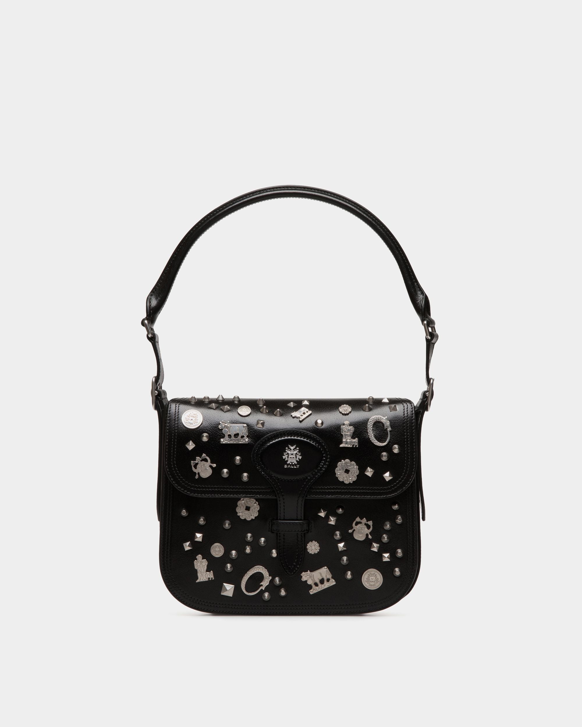 Beckett Crossbody Bag In Black Leather with Studs - Femme - Bally - 01