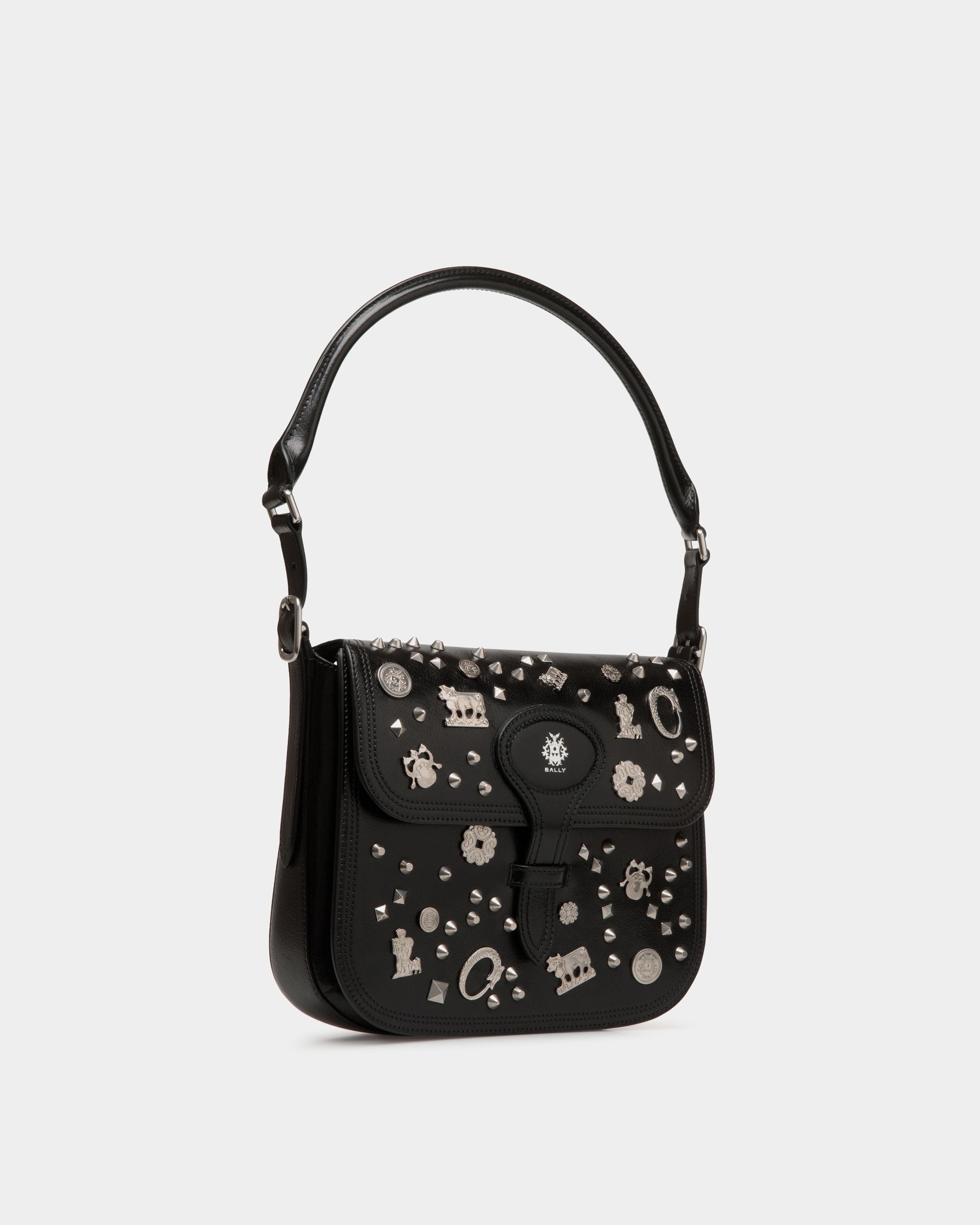 Beckett Crossbody Bag In Black Leather with Studs - Femme - Bally - 04