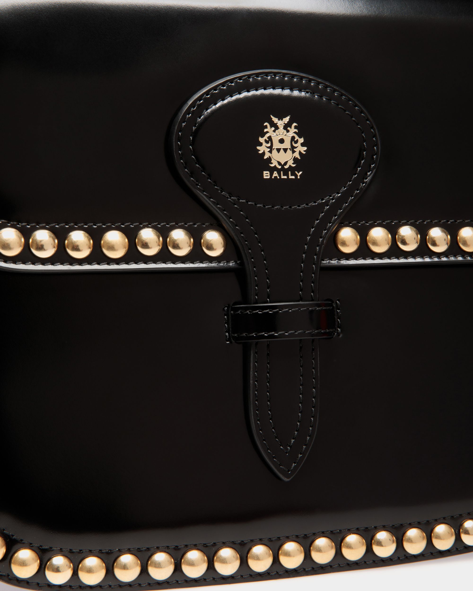 Sac À Bandoulière Beckett En Cuir Noir Avec Clous - Femme - Bally - 06