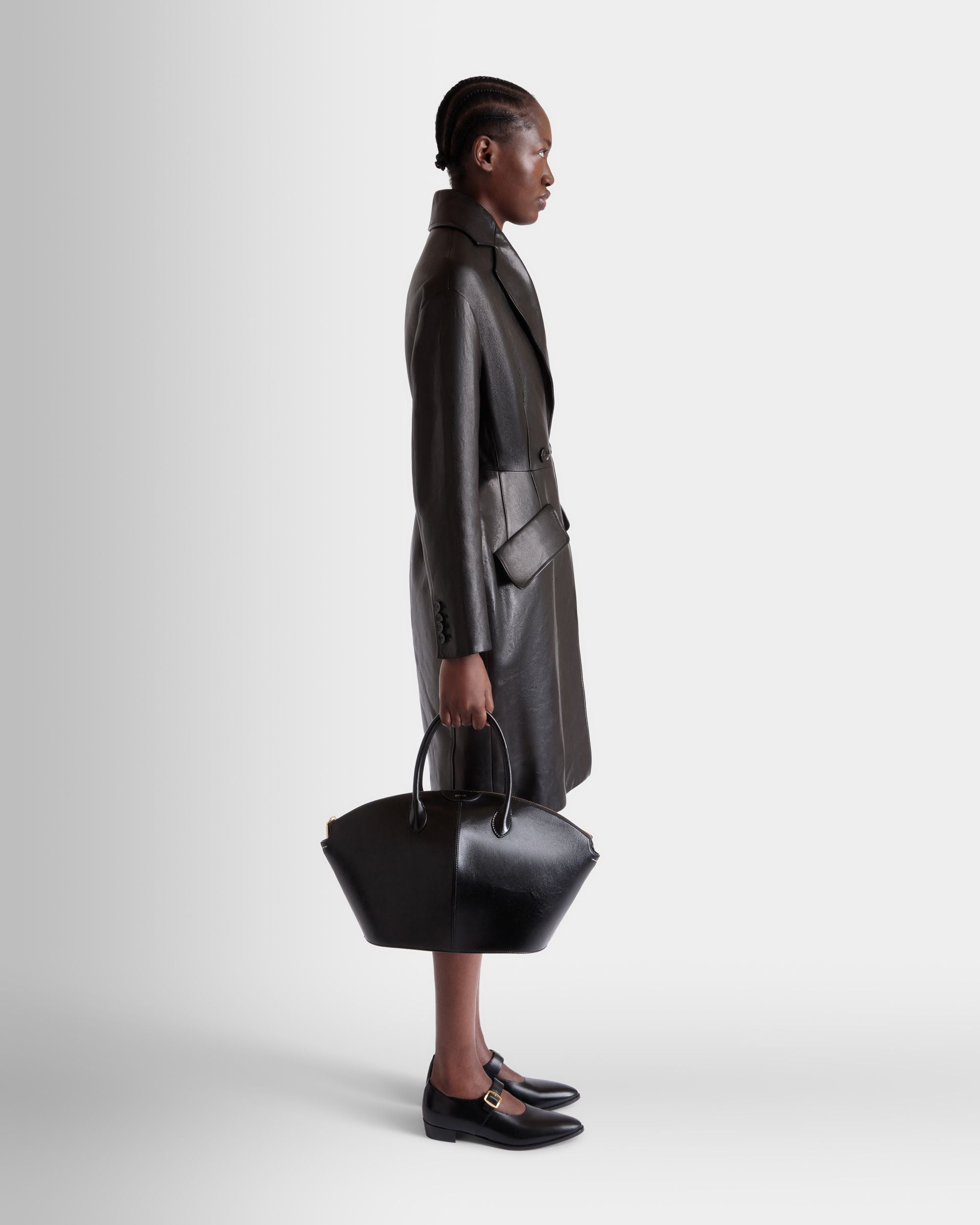 Sac À Anse Supérieure Belle En Cuir Noir - Femme - Bally - 02