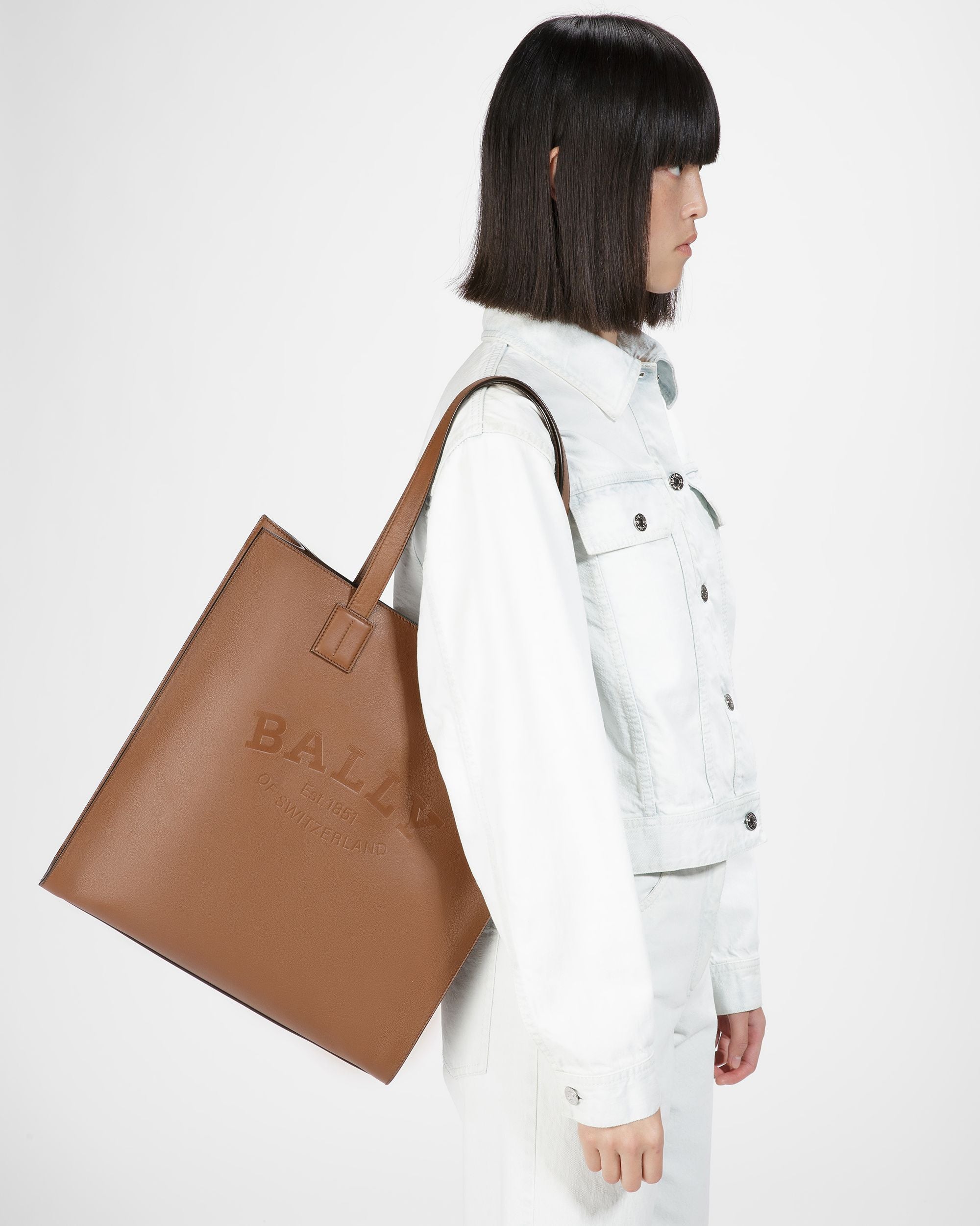 Crystalia Fourre-tout En Cuir Marron - Femme - Bally - 02
