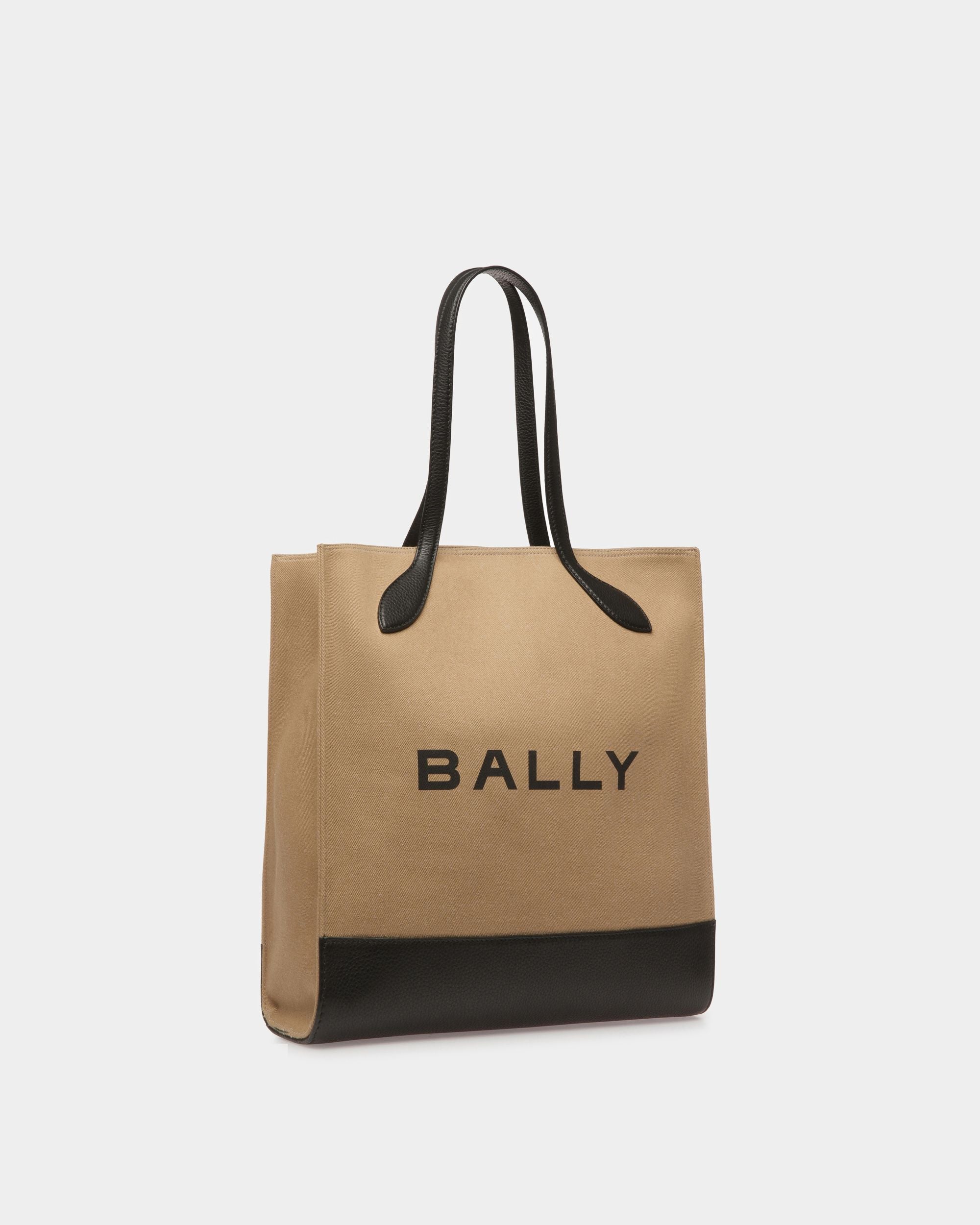 Sac cabas Bar En tissu désert et noir - Femme - Bally - 04