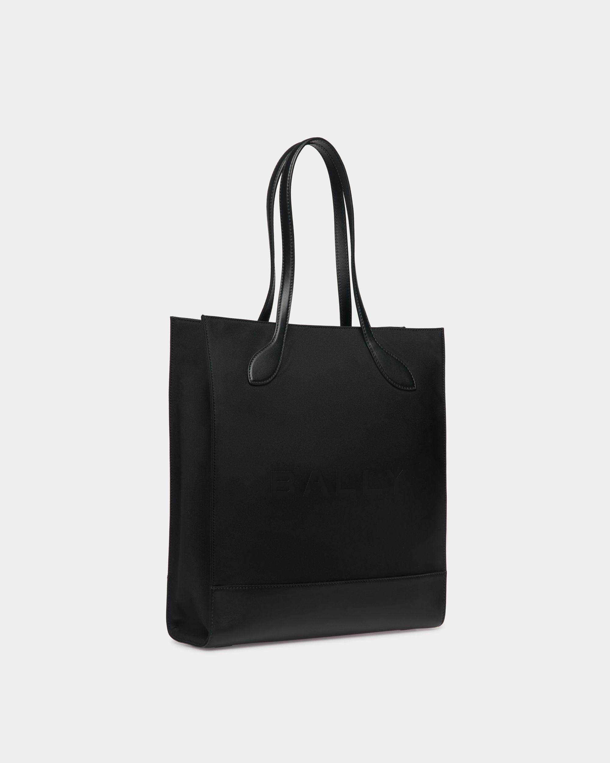 Sac Cabas Bar En Nylon Et Cuir Noirs - Femme - Bally - 04