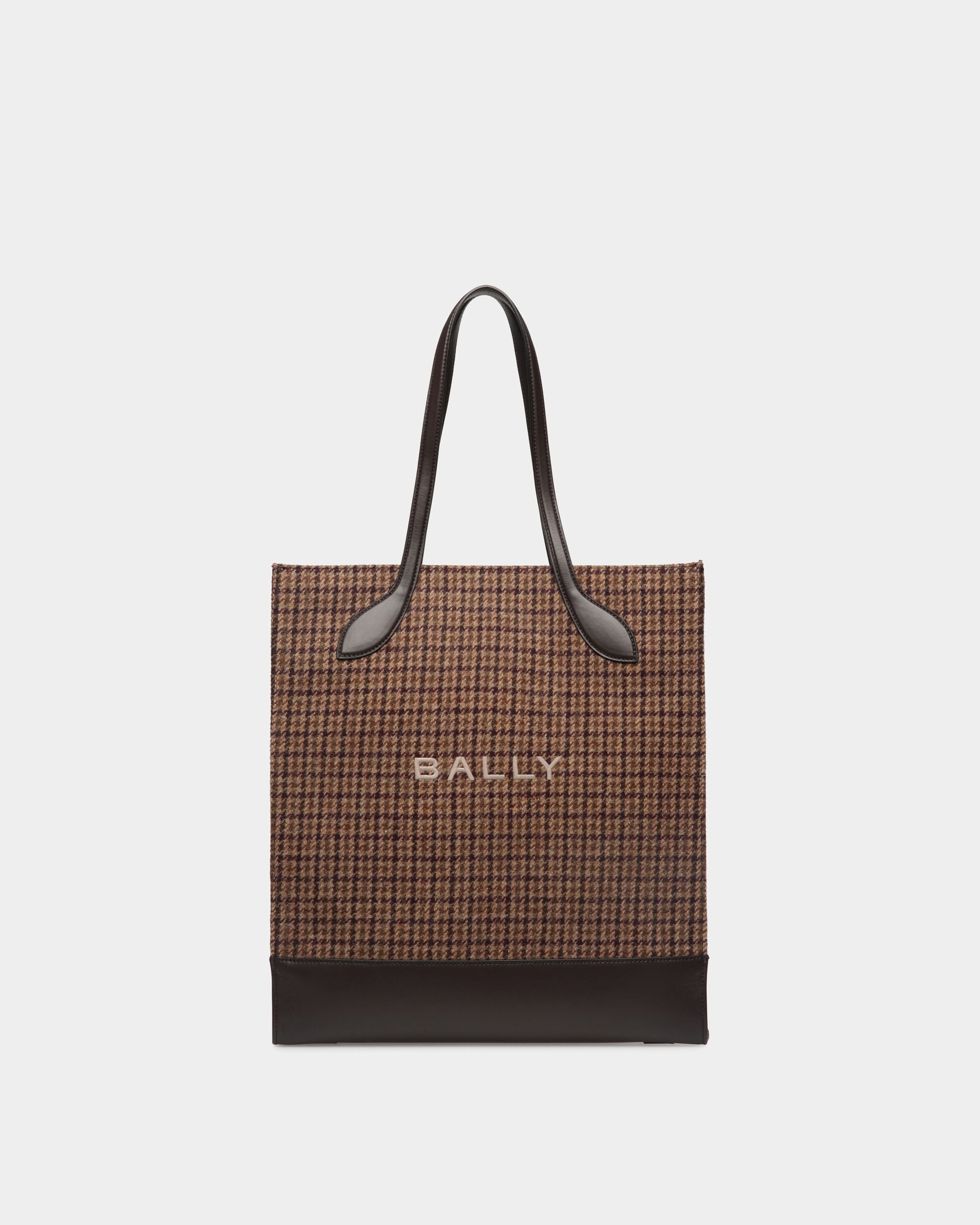 Sac Cabas Bar En Laine Et Cuir À Carreaux Multimarron - Femme - Bally - 01