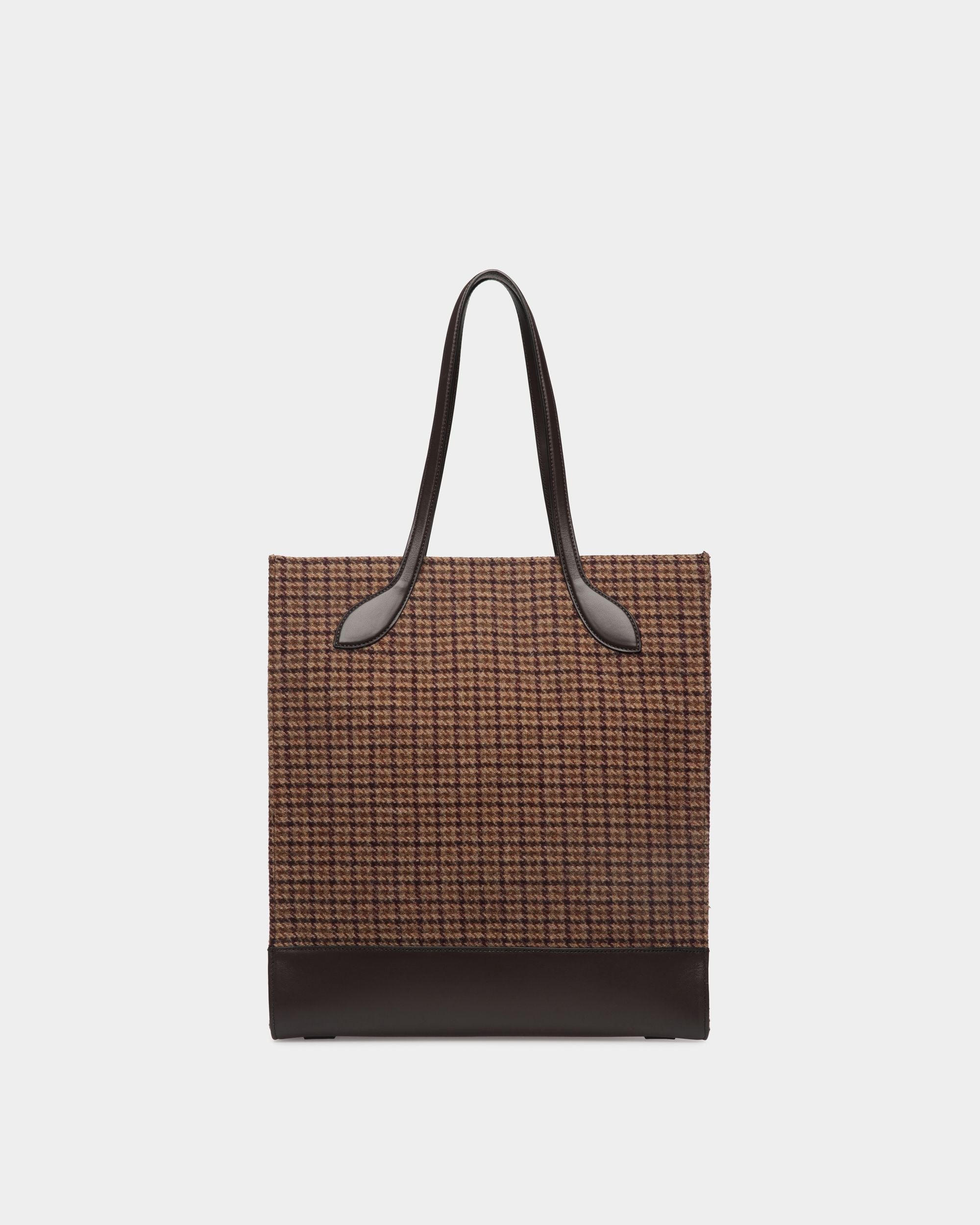 Sac Cabas Bar En Laine Et Cuir À Carreaux Multimarron - Femme - Bally - 03