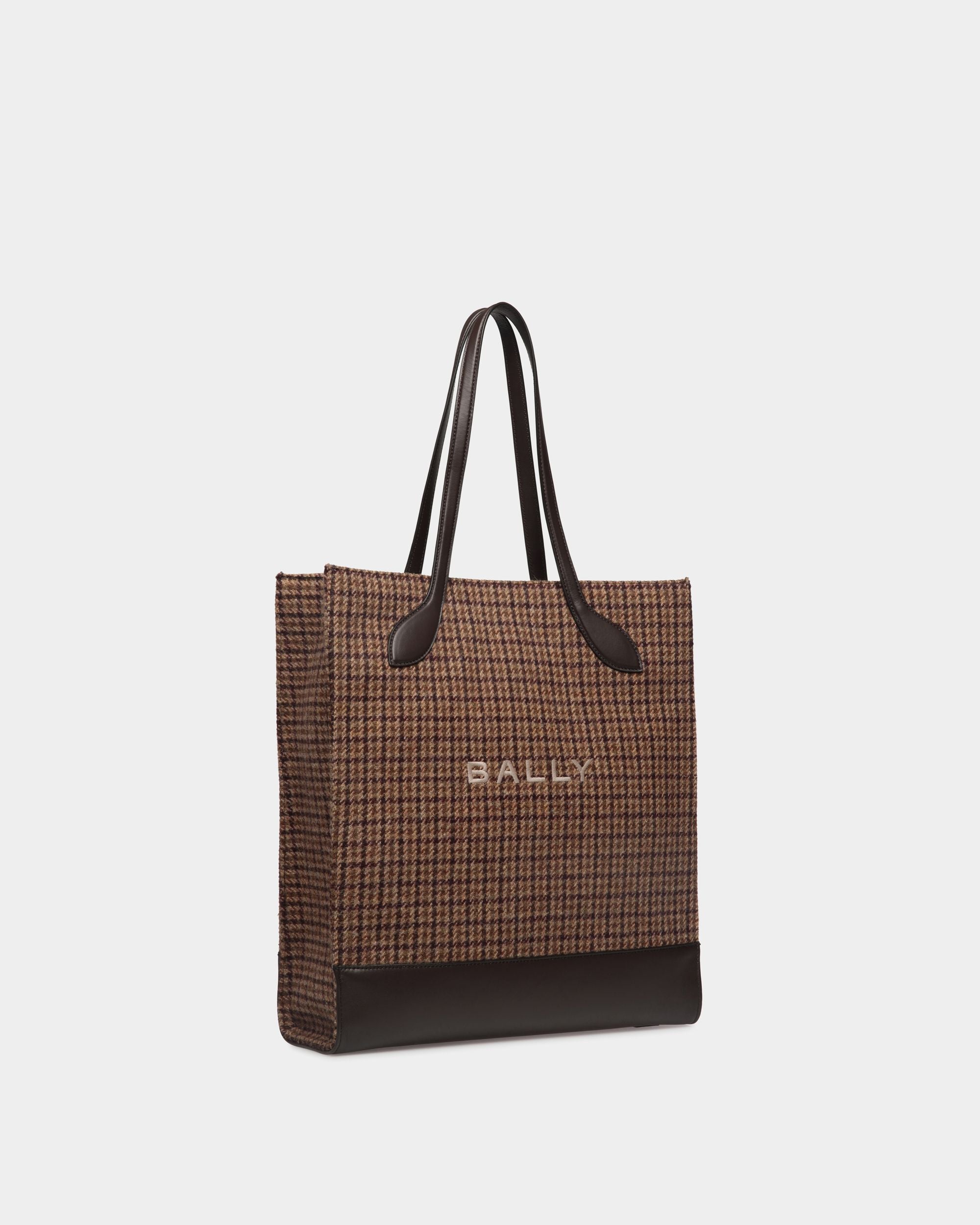 Sac Cabas Bar En Laine Et Cuir À Carreaux Multimarron - Femme - Bally - 04