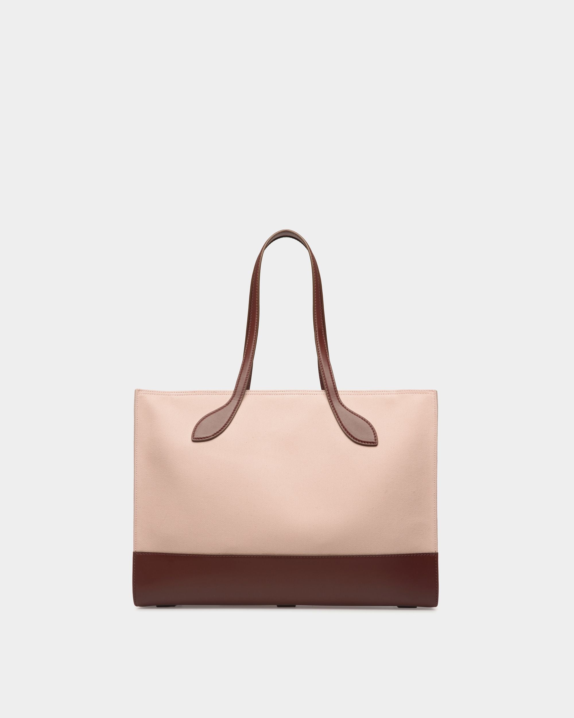 Sac Cabas Bar En Toile Dusty Petal Et Cuir Marron - Femme - Bally - 02
