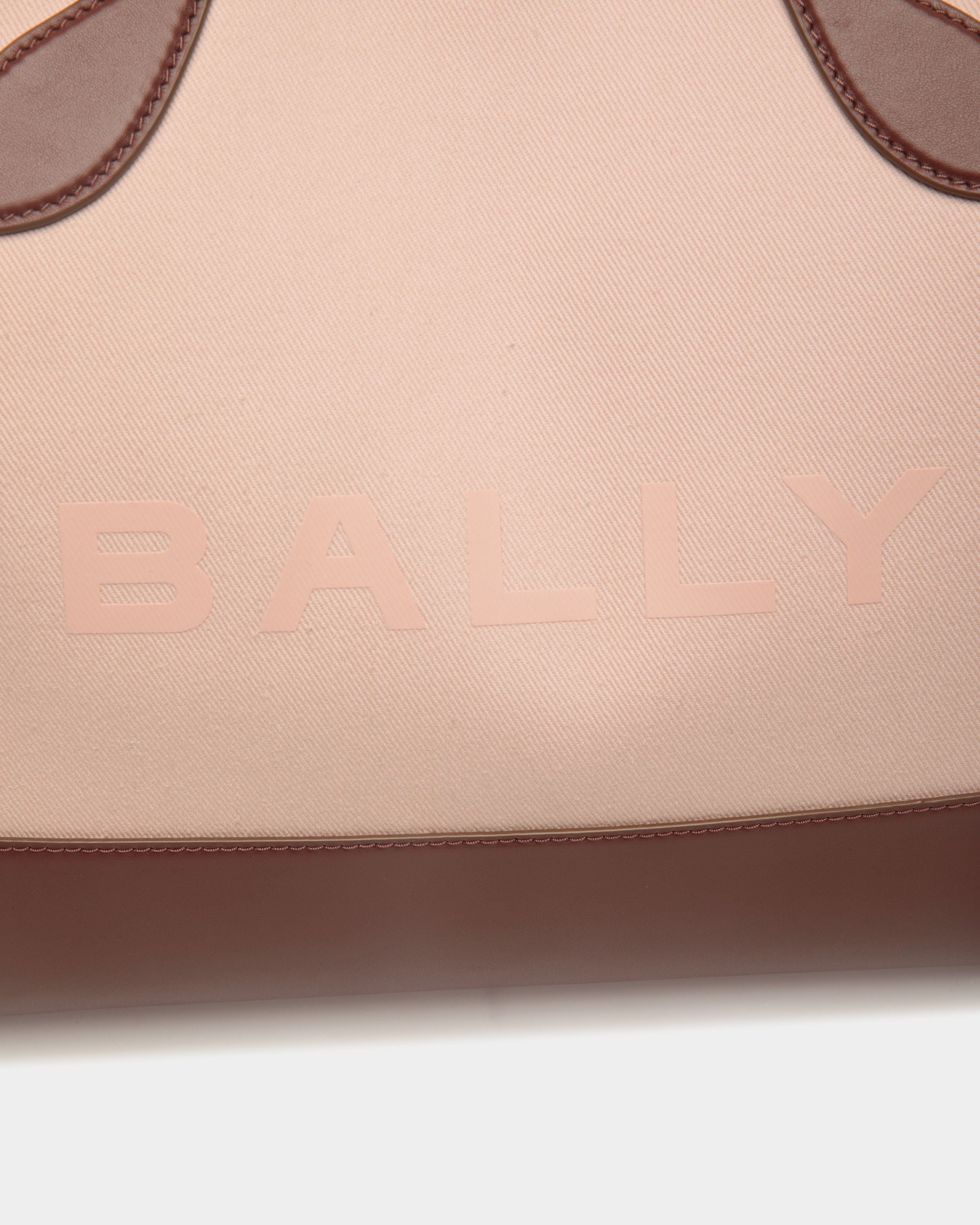 Sac Cabas Bar En Toile Dusty Petal Et Cuir Marron - Femme - Bally - 04