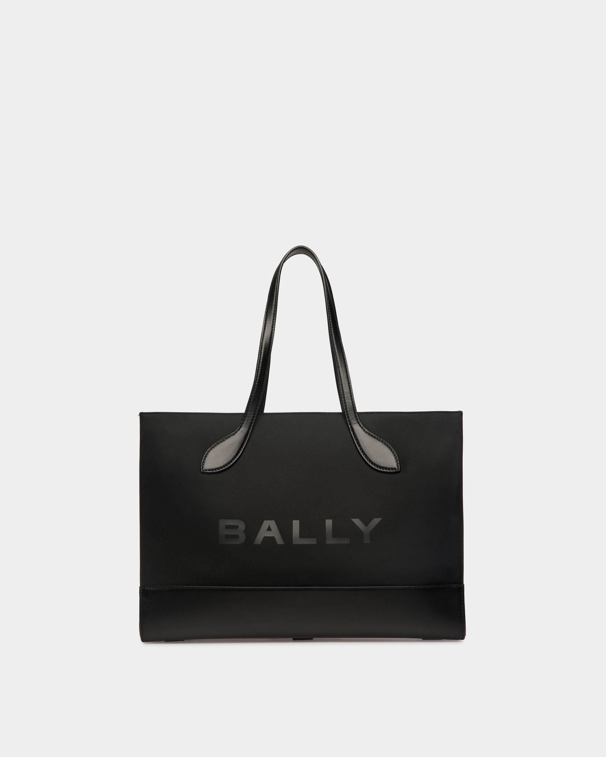 Sac Cabas Bar En Nylon Et Cuir Noirs - Femme - Bally - 01