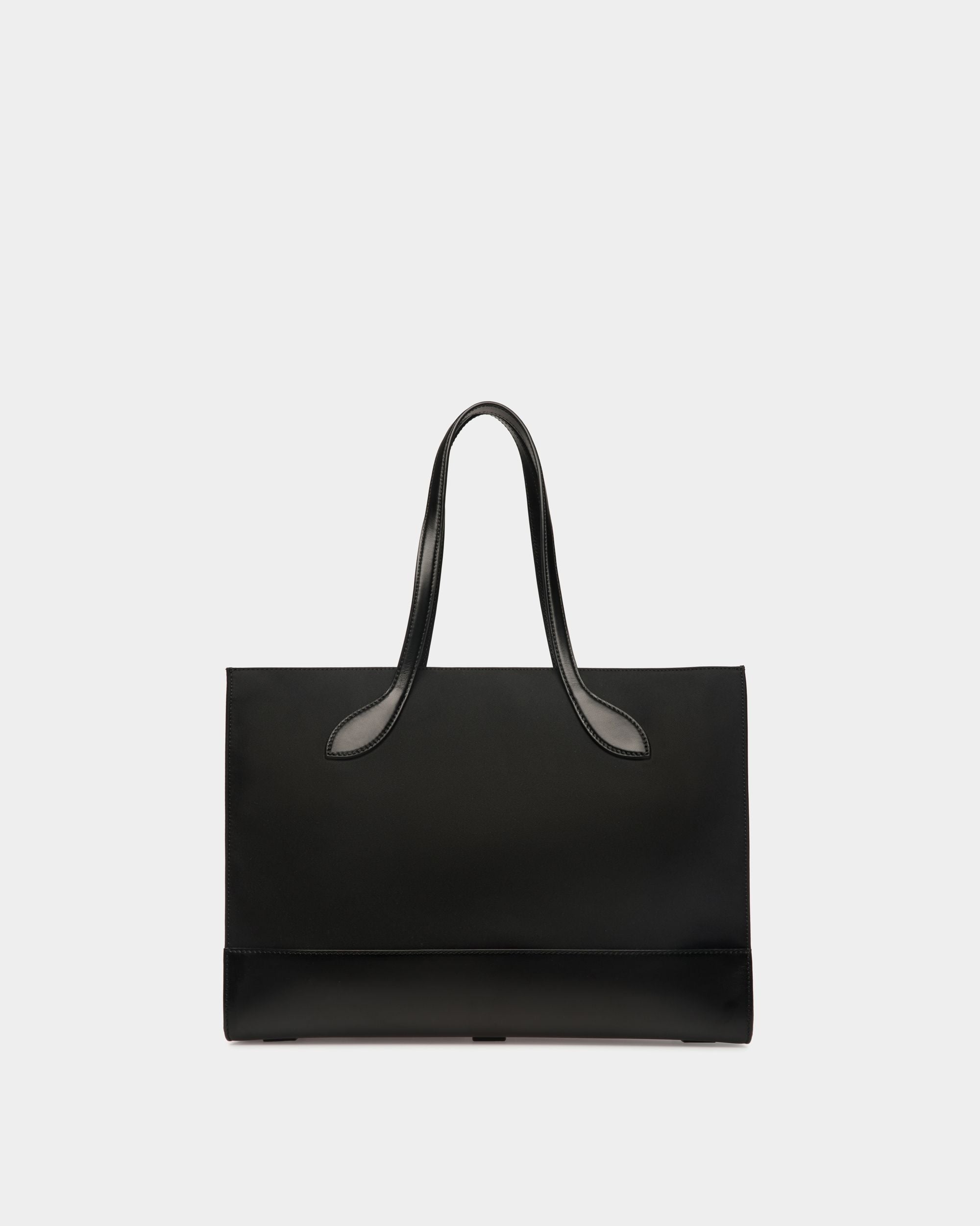 Sac Cabas Bar En Nylon Et Cuir Noirs - Femme - Bally - 03