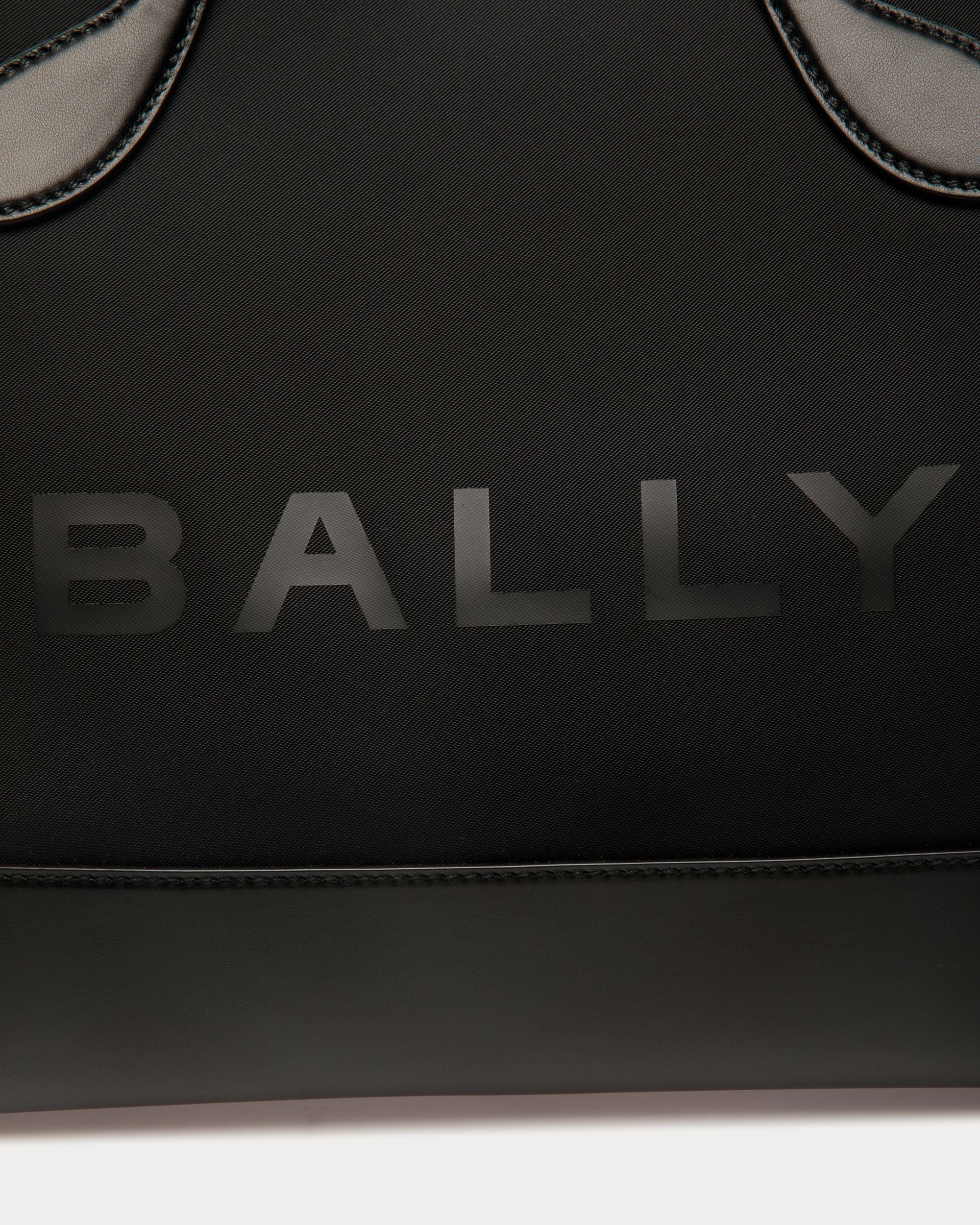 Sac Cabas Bar En Nylon Et Cuir Noirs - Femme - Bally - 05
