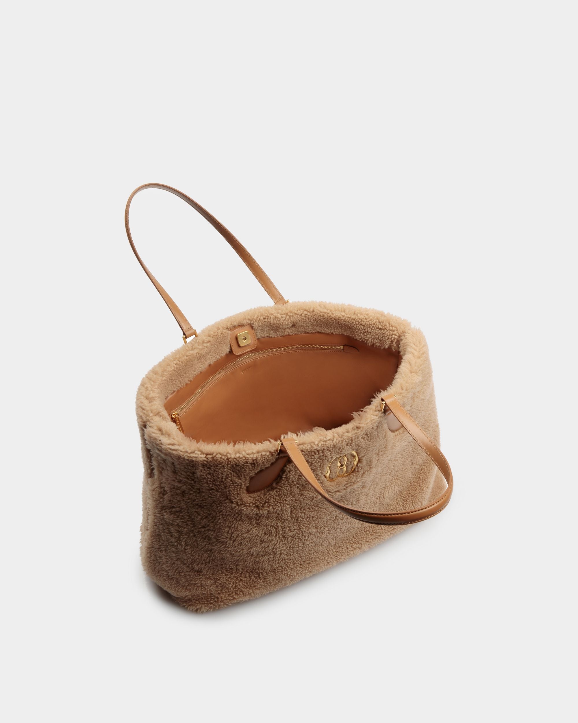 Sac Cabas Emblem En Laine Beige - Femme - Bally - 04