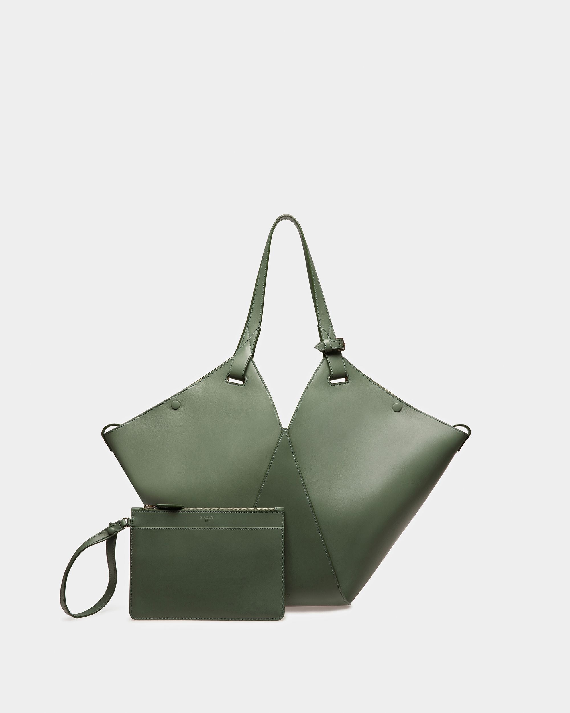 Ahria Fourre-tout En Cuir Vert Sauge - Femme - Bally - 08
