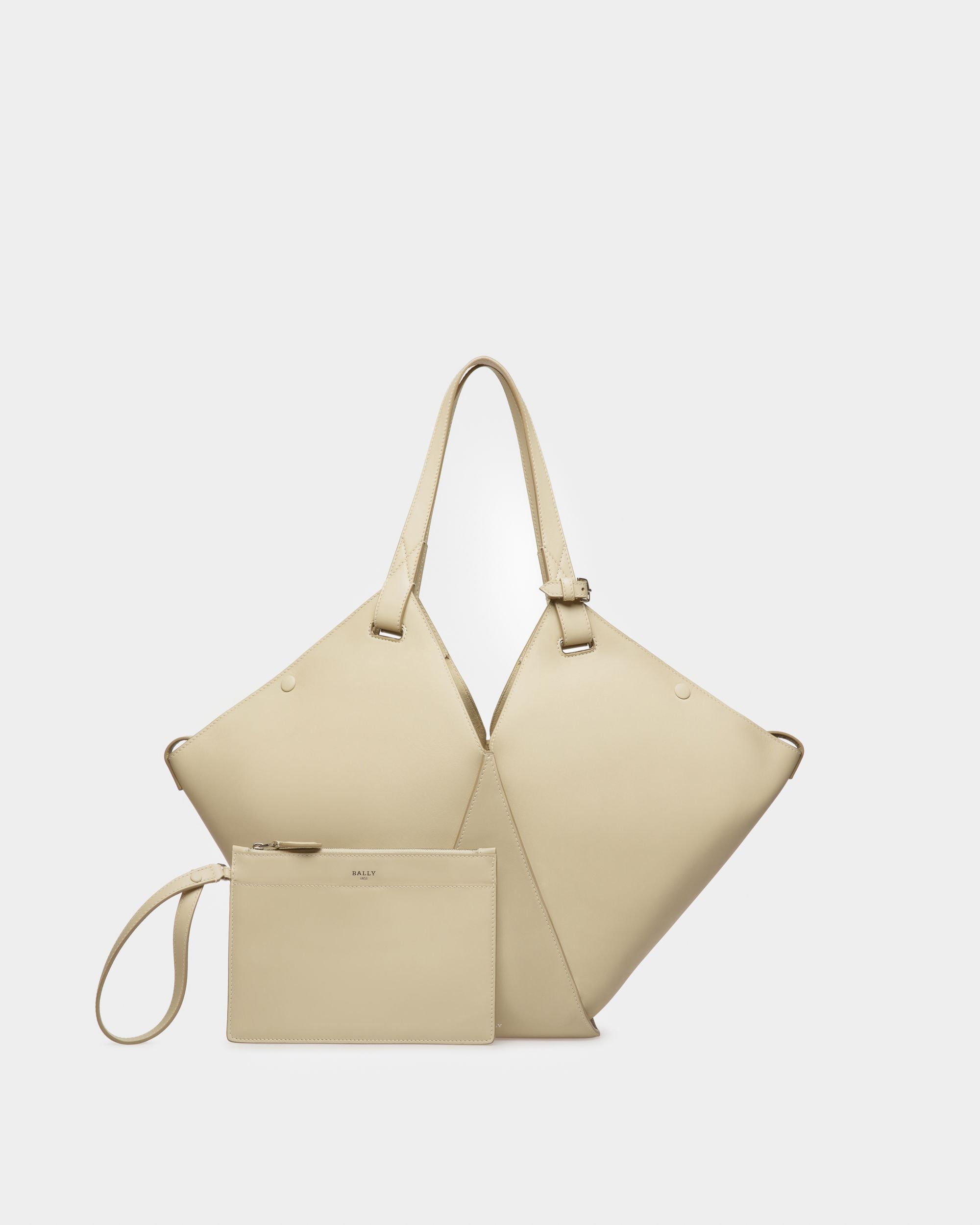 Ahria Cabas En Cuir Beige Clair - Femme - Bally - 05