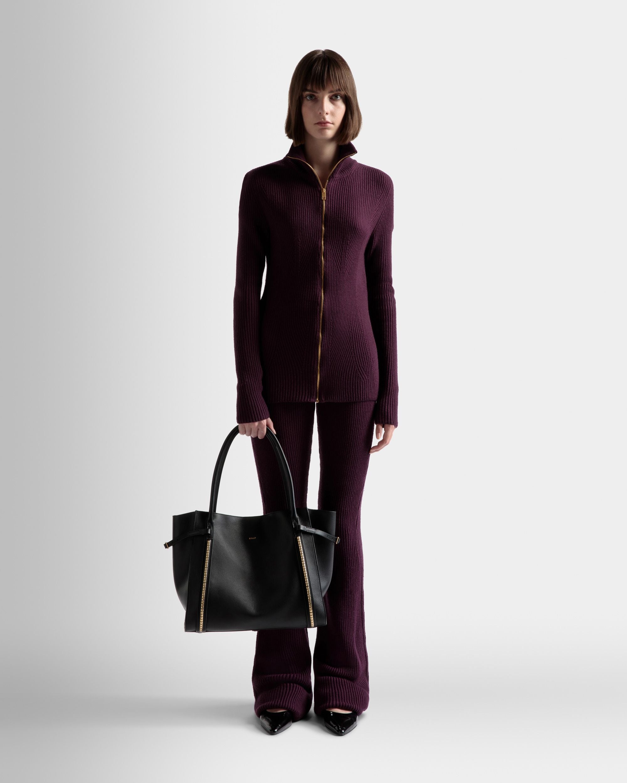 Grand Sac Cabas Chesney En Cuir Noir - Femme - Bally - 02