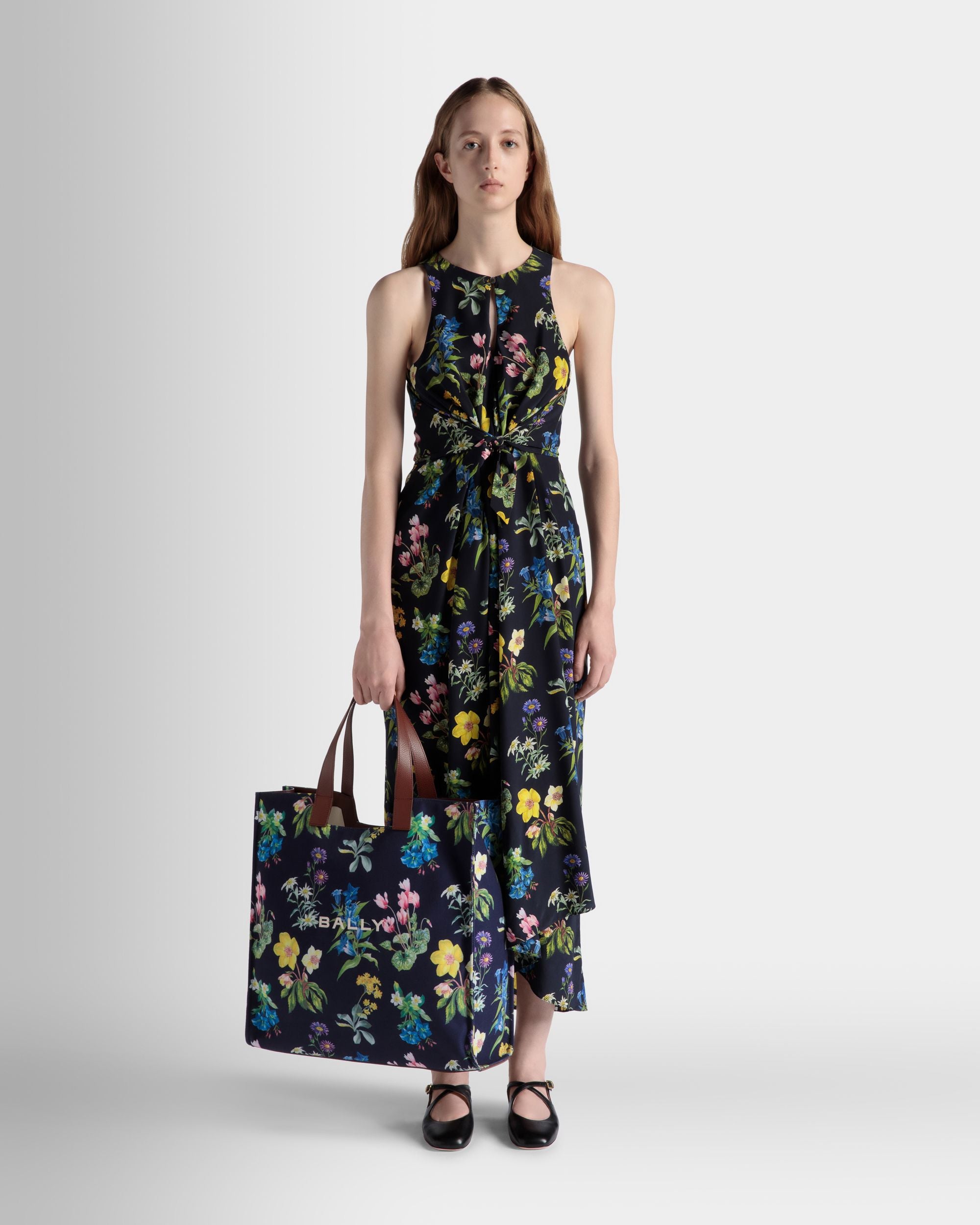 Cabas Easy Bally En Toile Imprimée Mountain Flower Et Cuir - Femme - Bally - 02