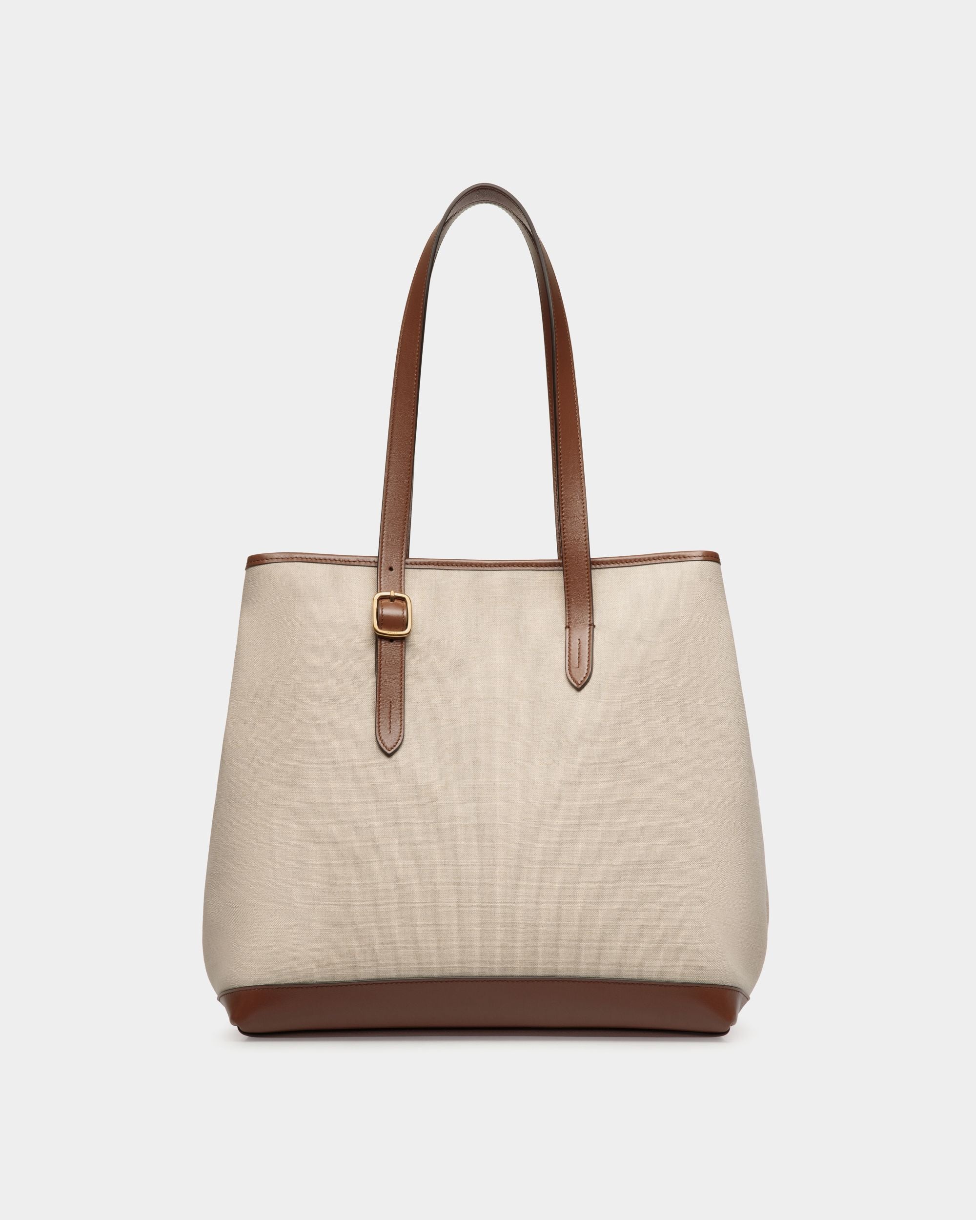 Sac Cabas Beckett En Toile Natural Et Cuir Marron - Femme - Bally - 02