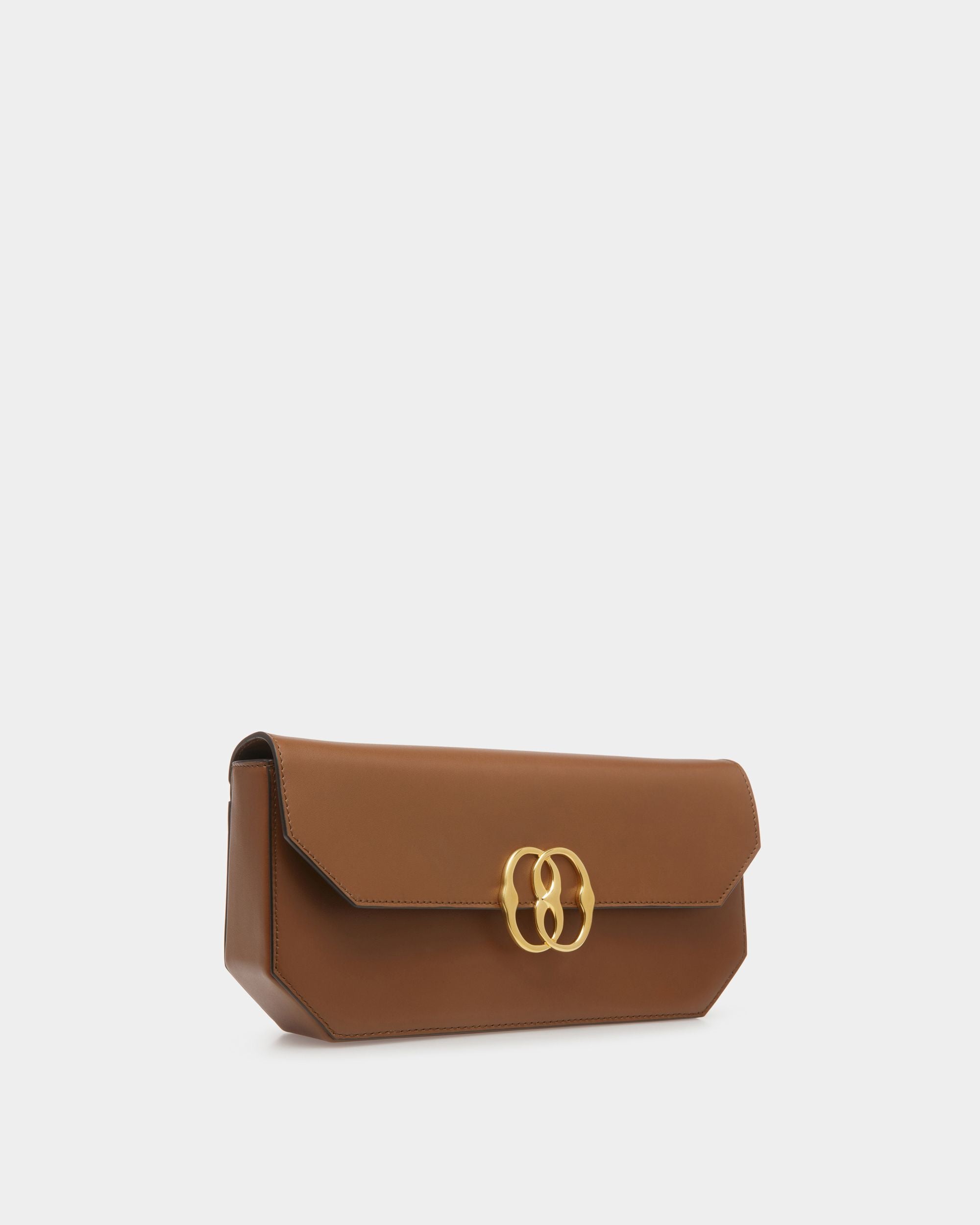 Sac D’épaule Emblem En Cuir Marron - Femme - Bally - 03