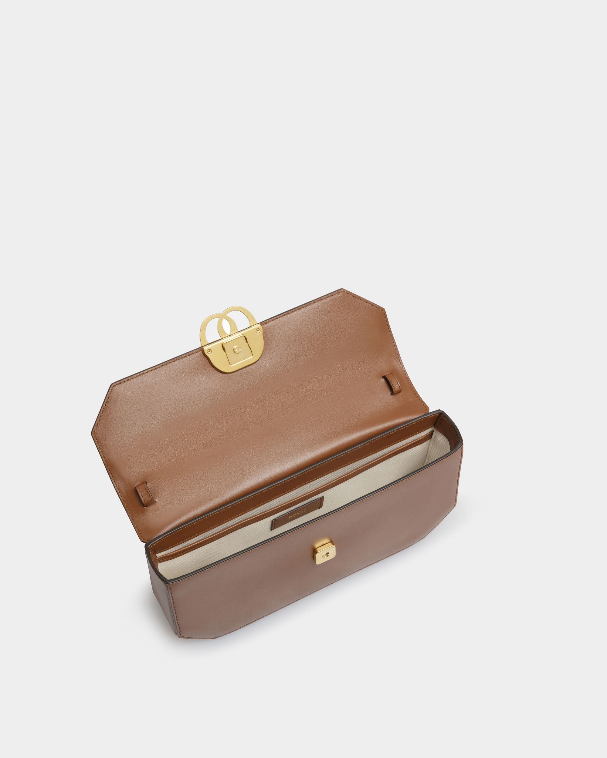 Sac D’épaule Emblem En Cuir Marron - Femme - Bally - 04