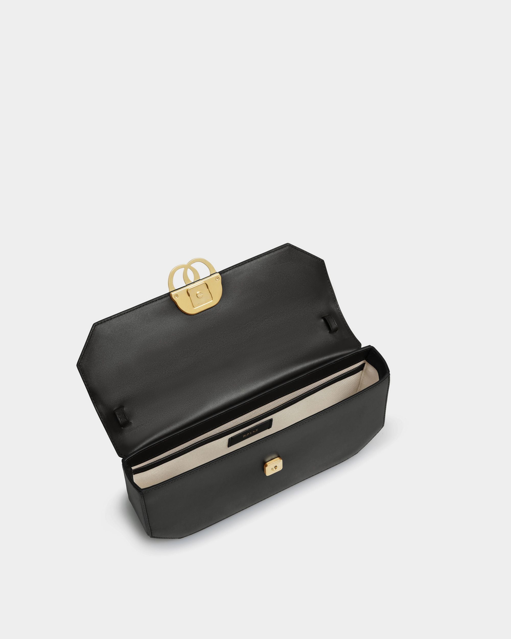 Sac D’épaule Emblem En Cuir Noir - Femme - Bally - 04