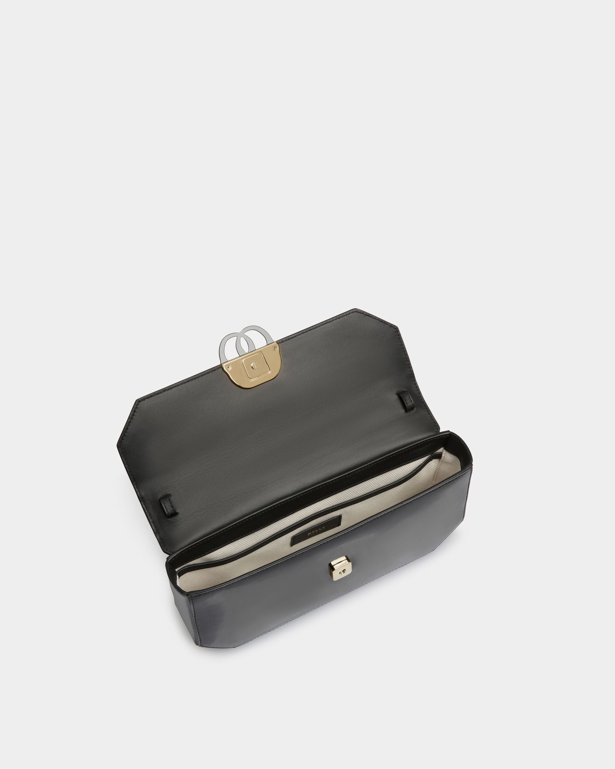 Sac D’Épaule Emblem En Cuir Noir - Femme - Bally - 05