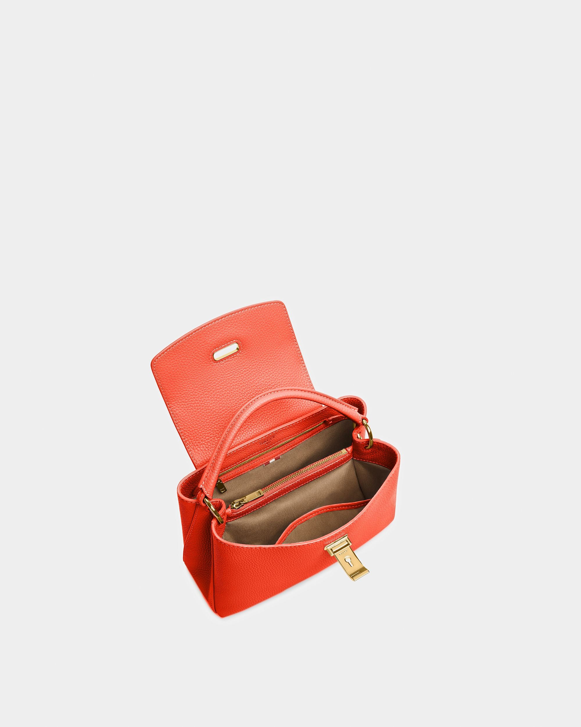 Layka S Sac À Anse Supérieure En Cuir Orange Et Marron - Femme - Bally - 03