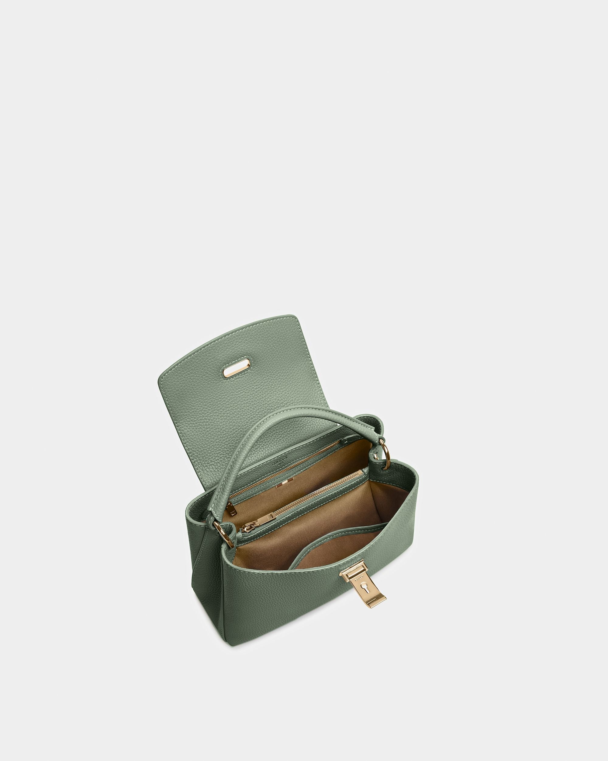 Layka Small Sac À Poignée Supérieure En Cuir Vert Sauge - Femme - Bally - 02