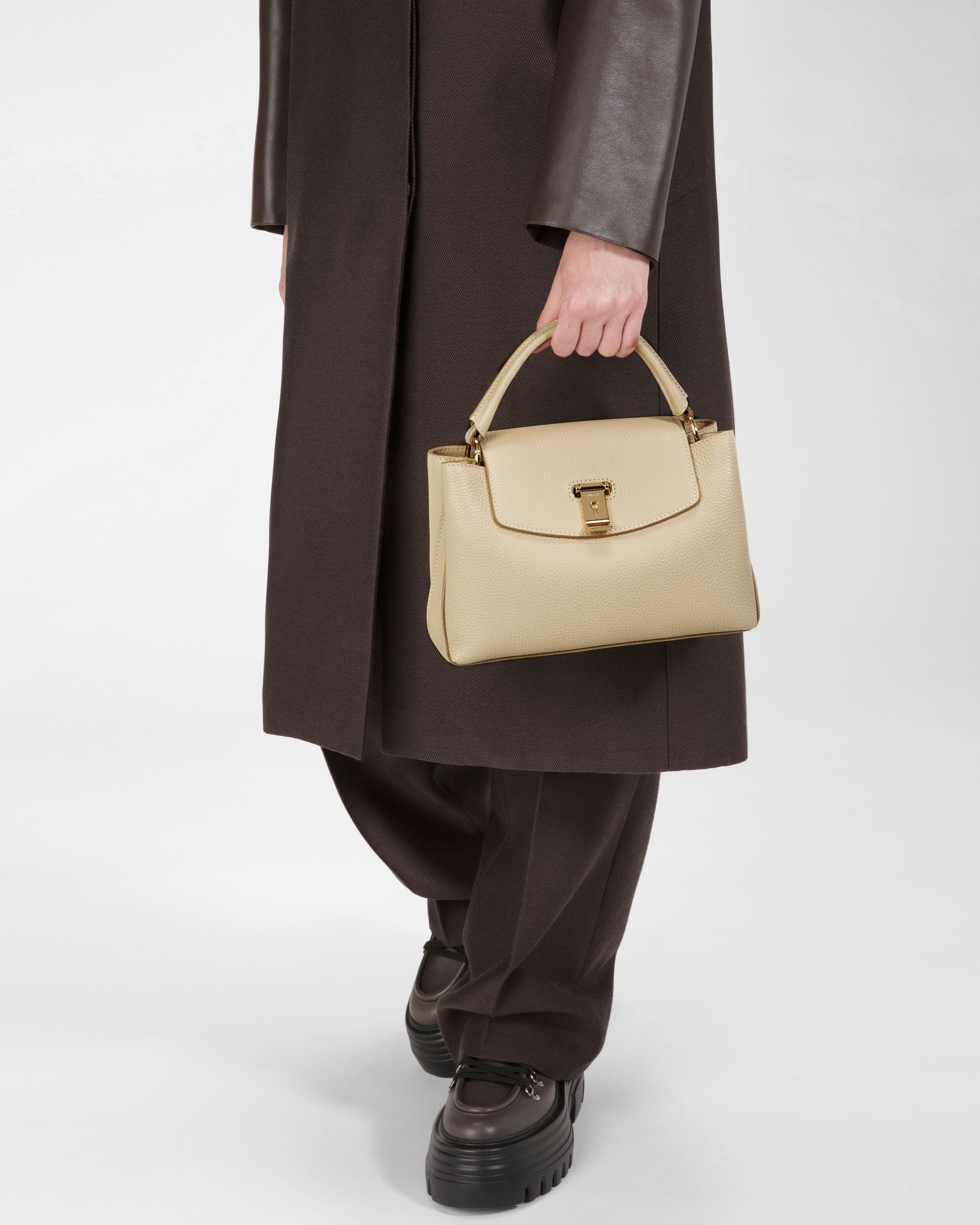 Layka Sac À Poignée Supérieure En Cuir Couleur Fossil - Femme - Bally - 02