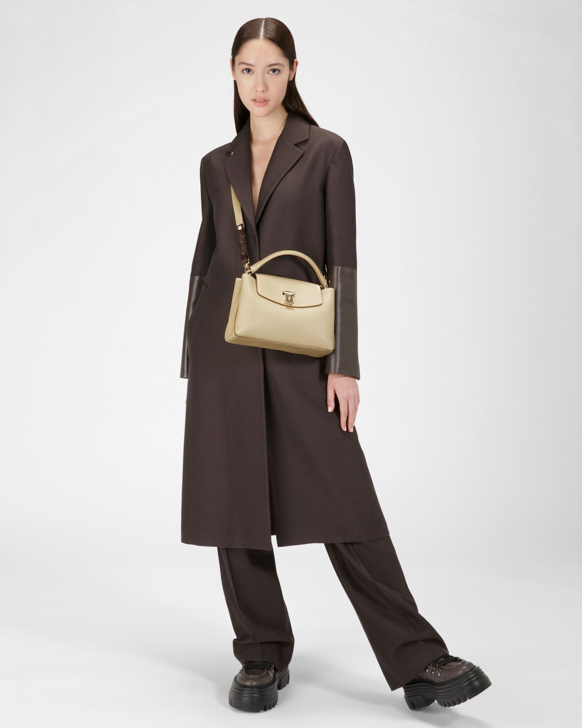 Layka Sac À Poignée Supérieure En Cuir Couleur Fossil - Femme - Bally - 06
