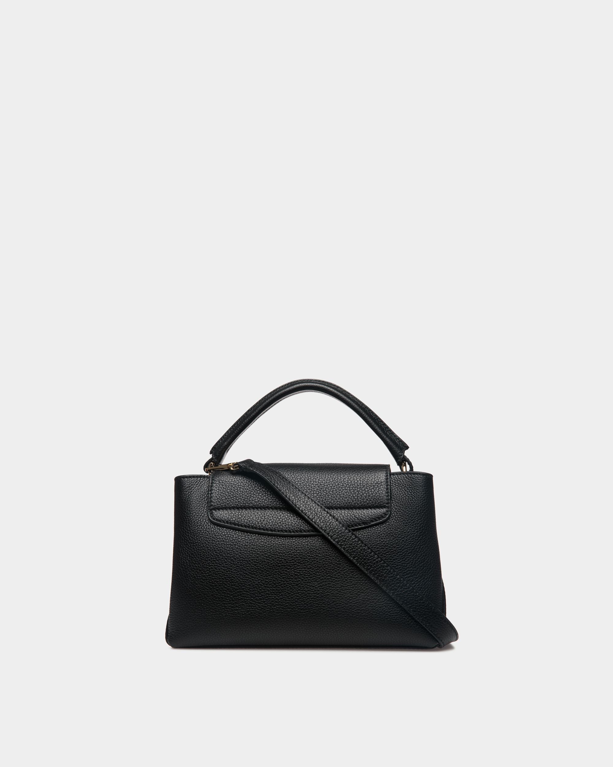 Petit Sac À Anse Supérieure Lock Me En Cuir Grainé Noir - Femme - Bally - 03