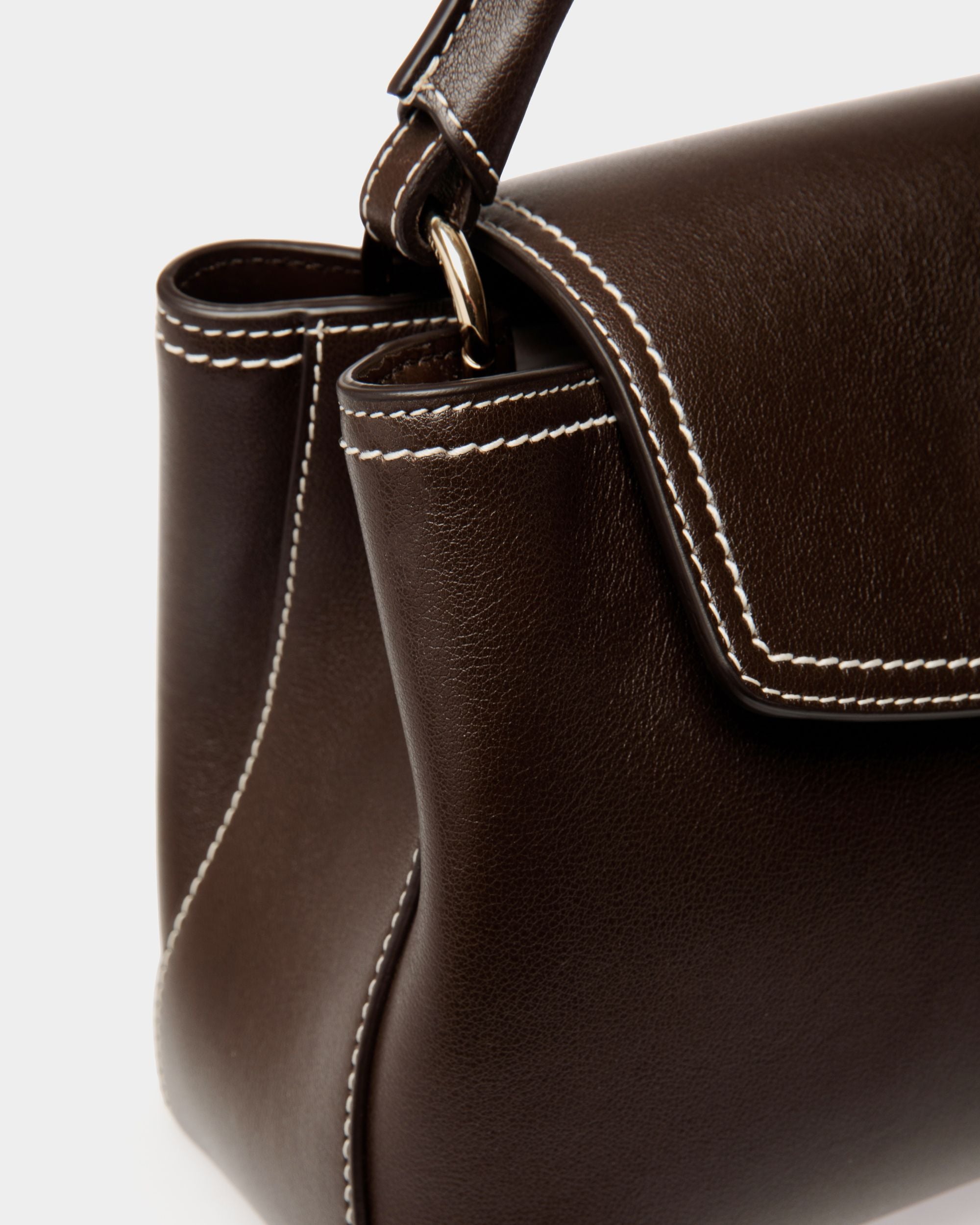 Petit Sac À Anse Supérieure Lock Me En Cuir Ebano - Femme - Bally - 08
