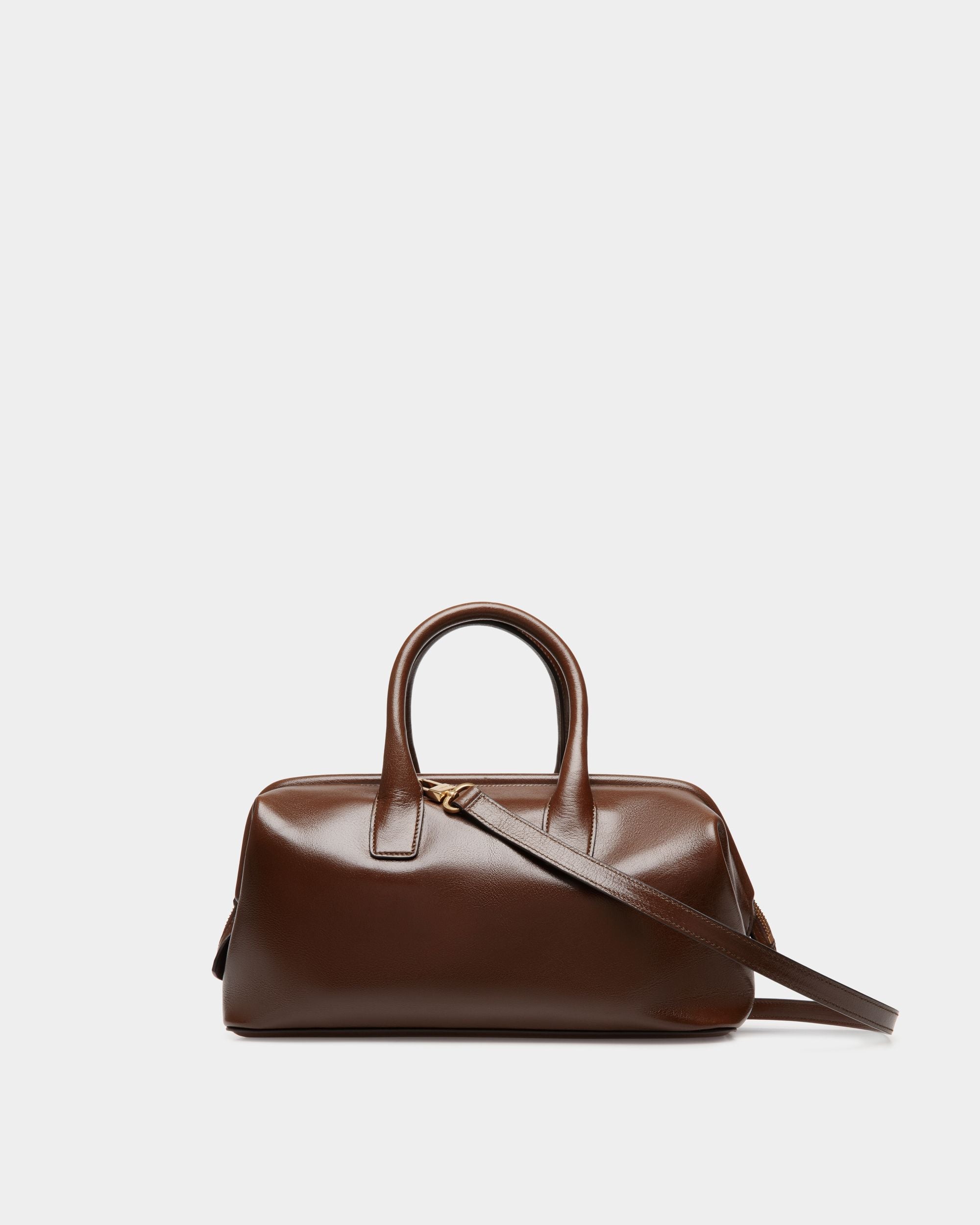 Belle Small Top Handle Bag In Marron Glacé Leather - Femme - Bally - 03