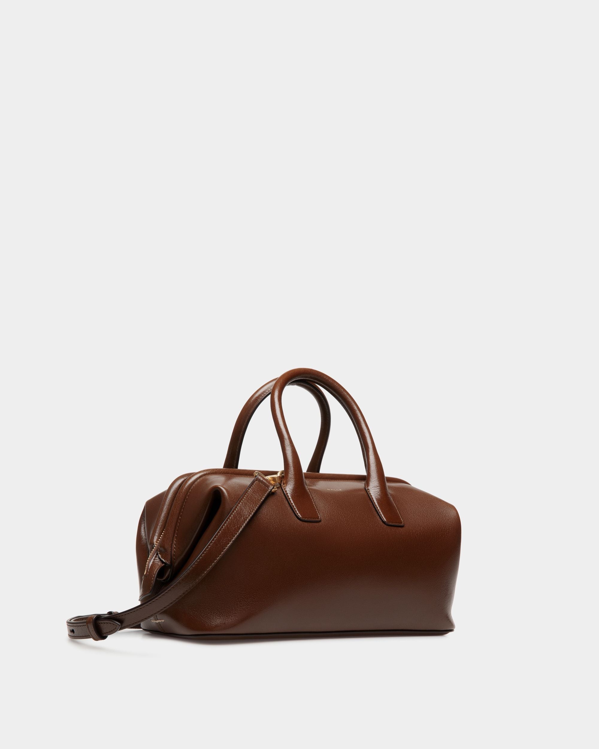 Belle Small Top Handle Bag In Marron Glacé Leather - Femme - Bally - 04