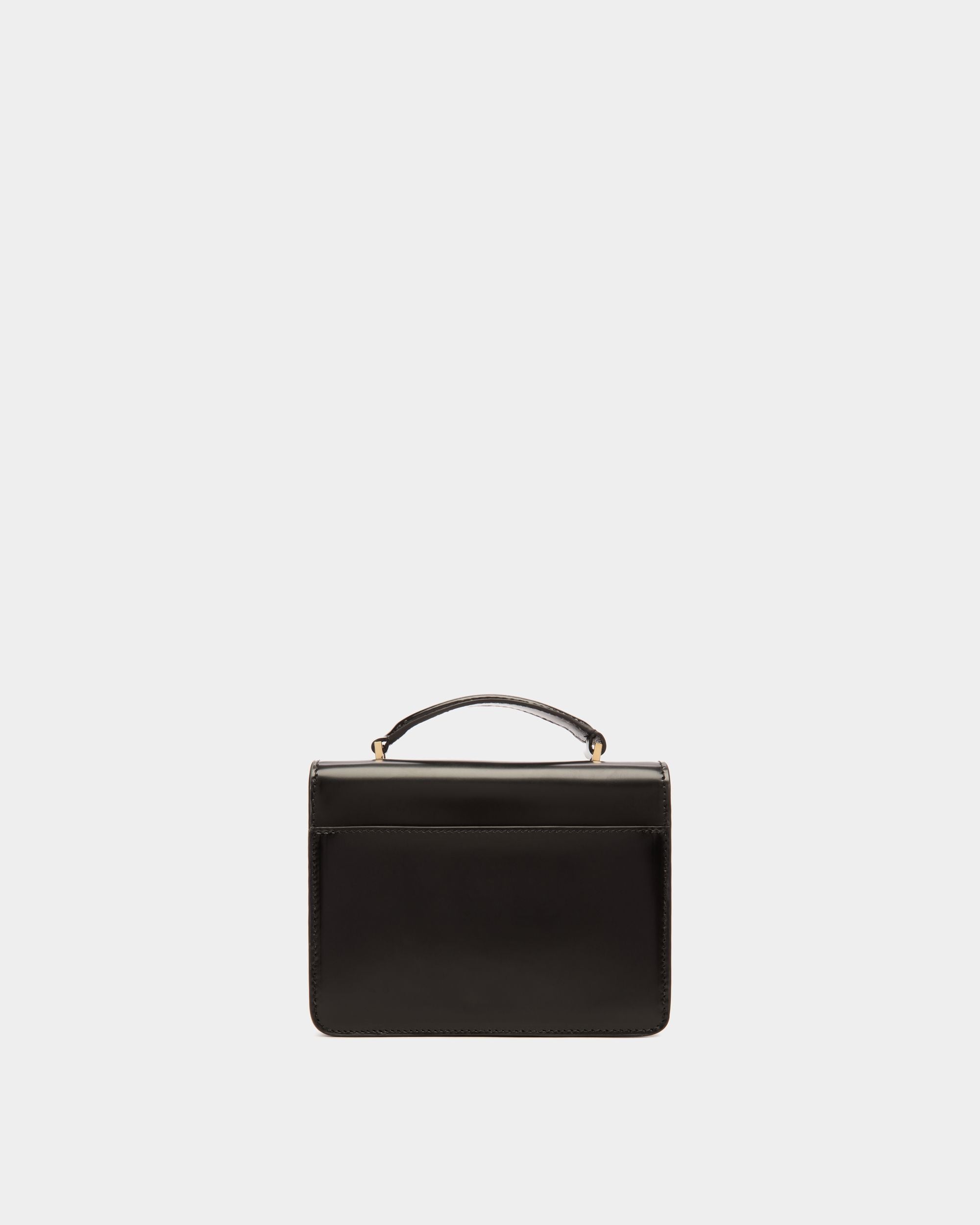 Mini Sac À Anse Supérieure Ollam En Cuir Brossé Noir - Femme - Bally - 03