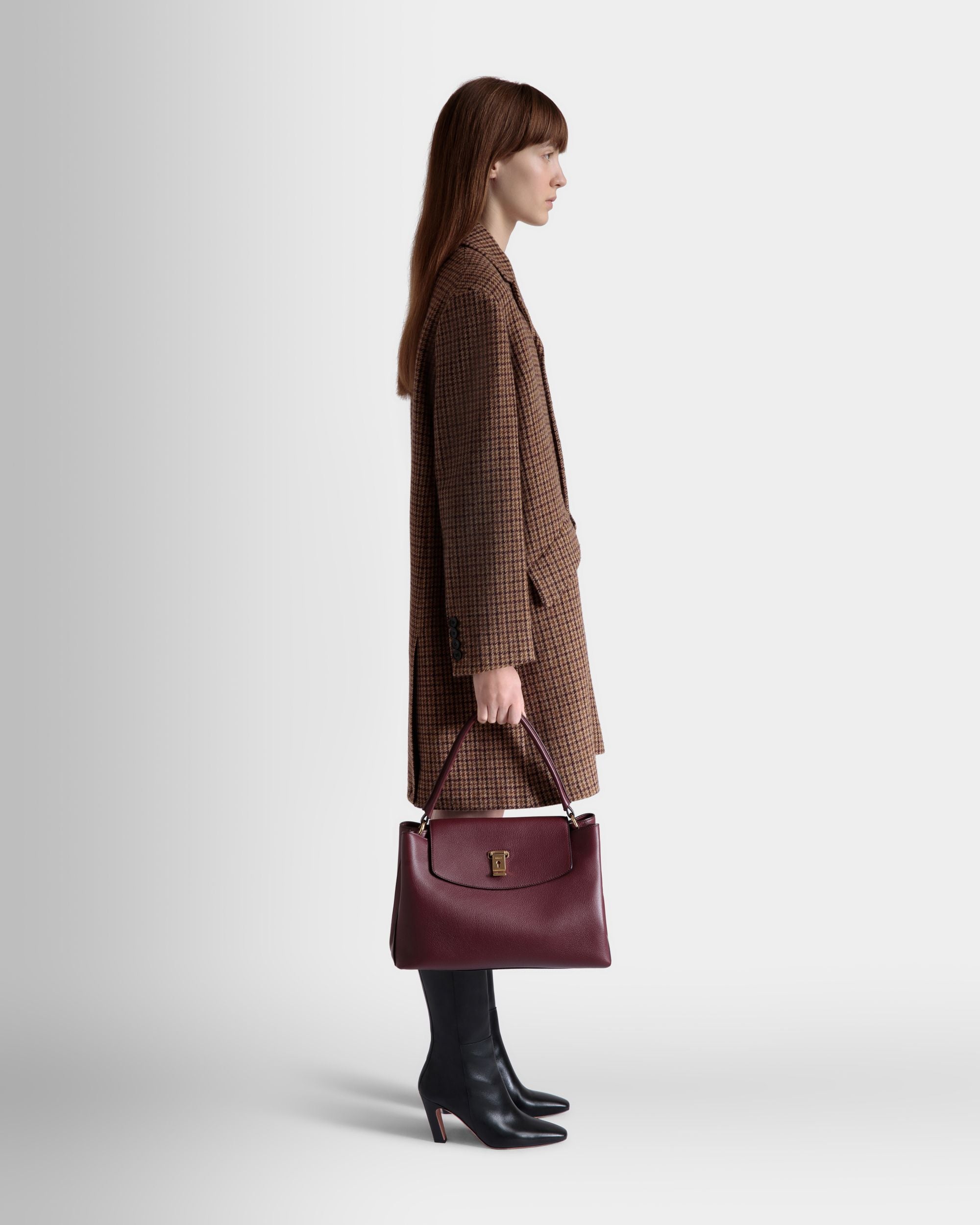 Sac À Anse Supérieure Lock Me En Cuir Grainé Andorra - Femme - Bally - 02