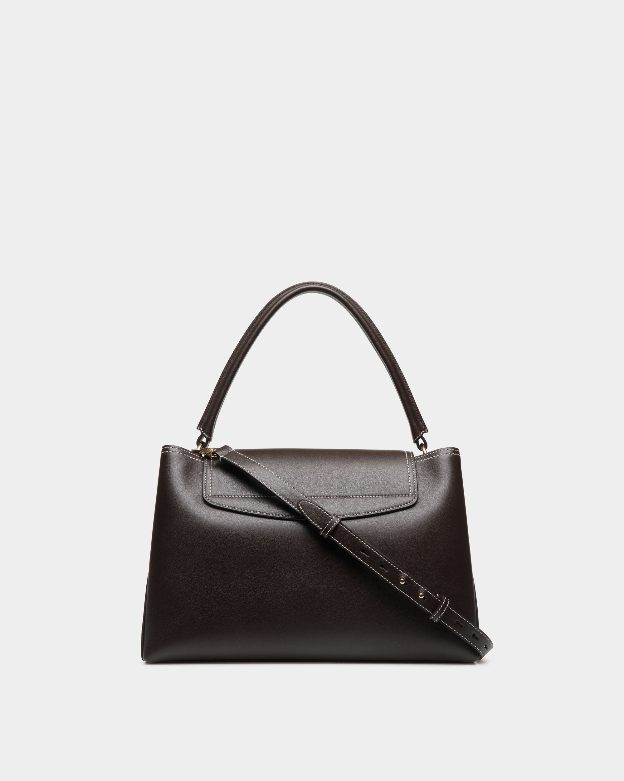 Sac À Anse Supérieure Lock Me En Cuir Ebano - Femme - Bally - 03