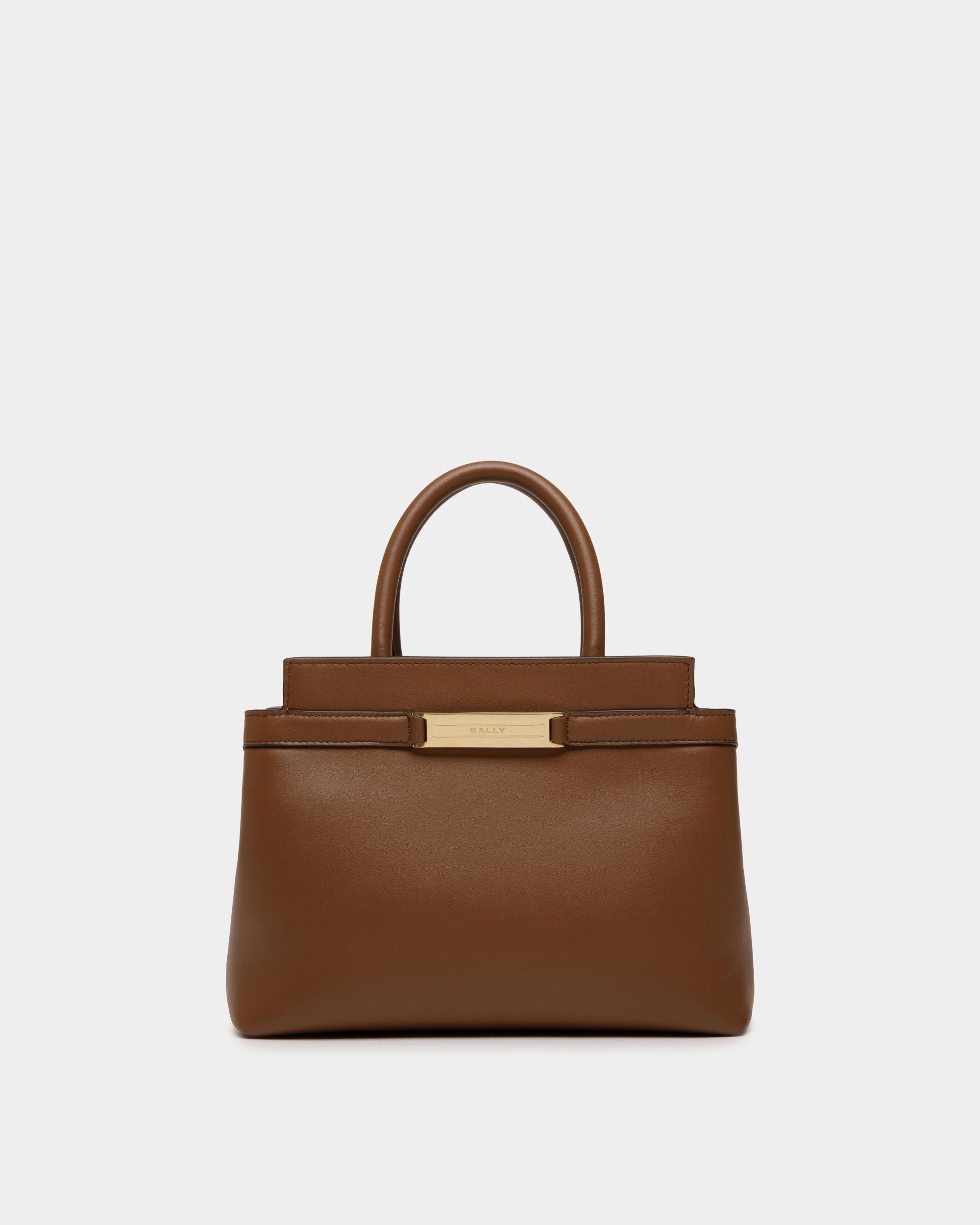 Petit Sac Tote Deco En Cuir Marron - Femme - Bally - 01
