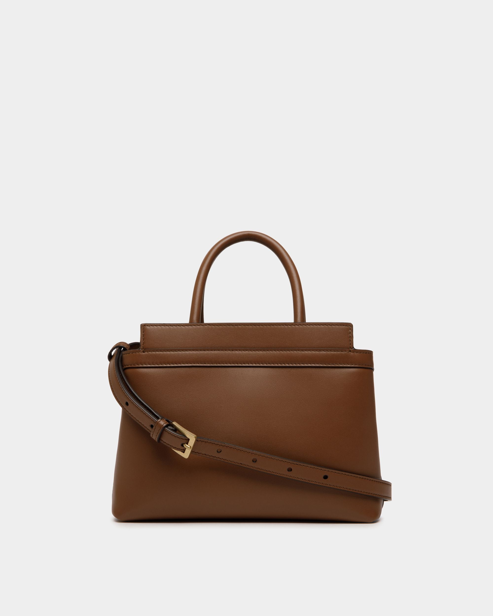 Petit Sac Tote Deco En Cuir Marron - Femme - Bally - 02